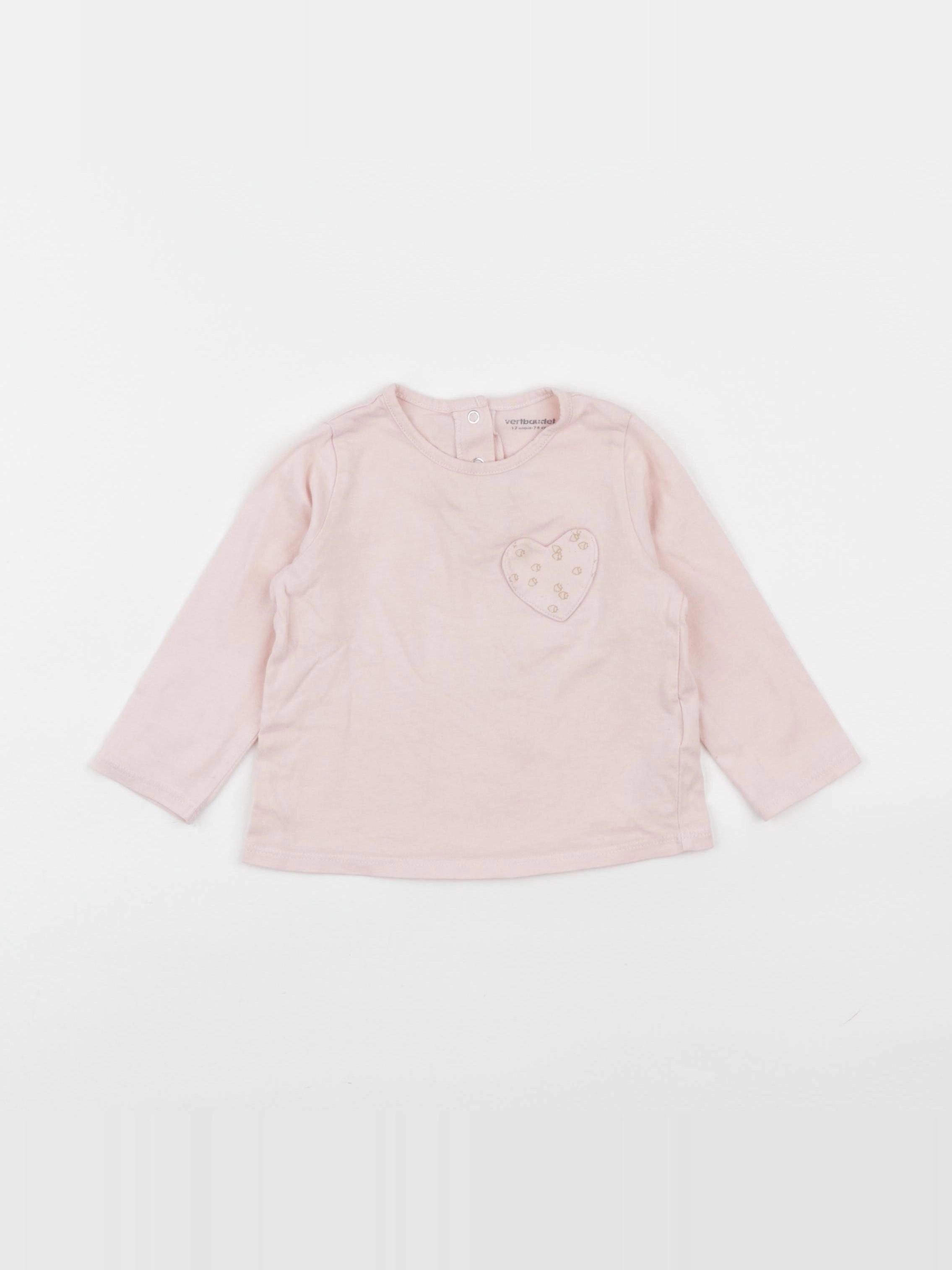Vertbaudet - tee-shirt rose - 12 mois
