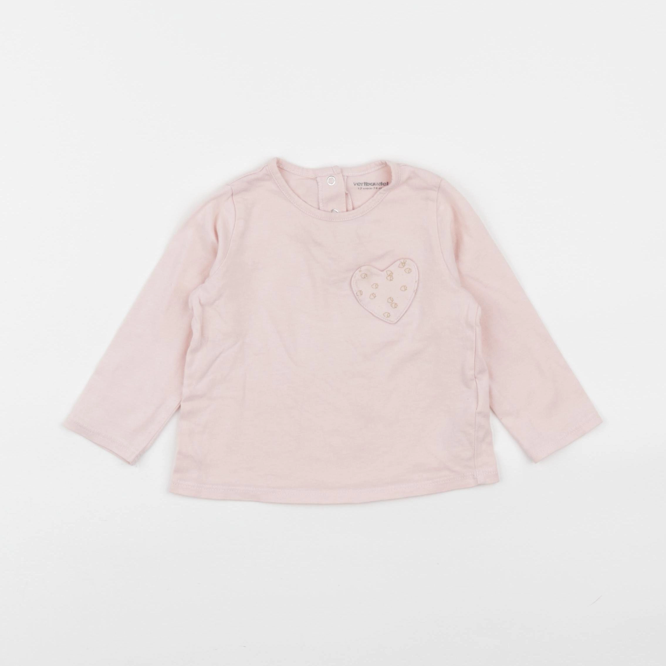 Vertbaudet - tee-shirt rose - 12 mois
