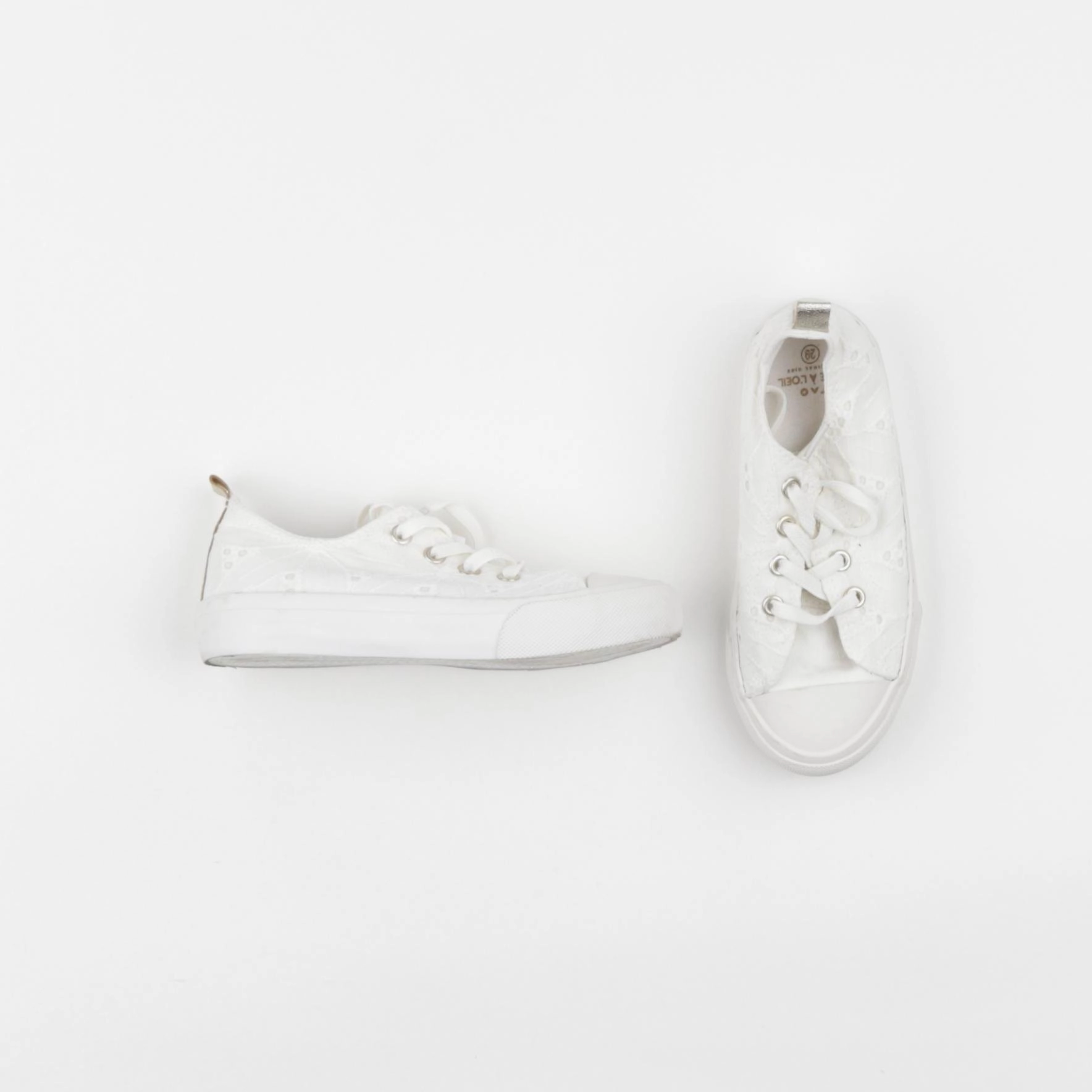 Tape à l'oeil - tennis à scratch/ lacets blanc - pointure 29
