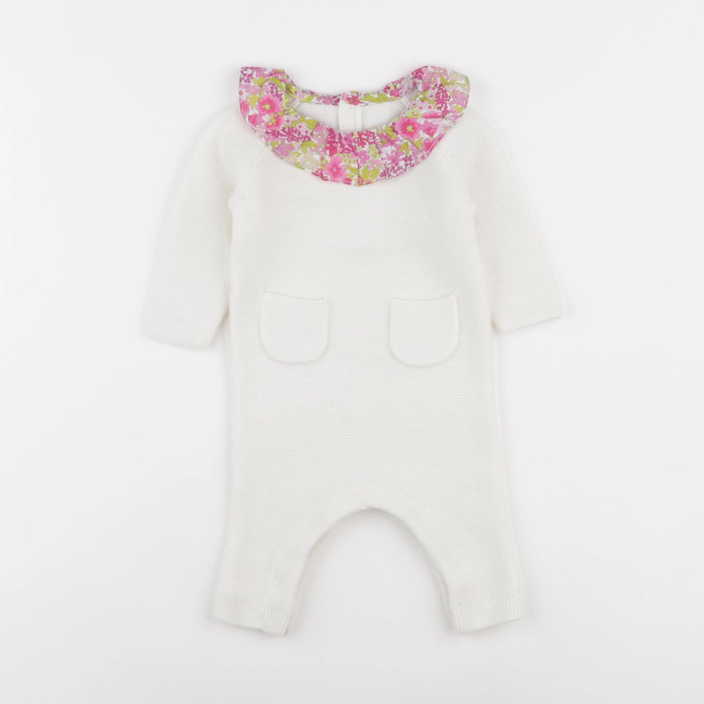 Jacadi - combinaison blanc, rose - 3 mois