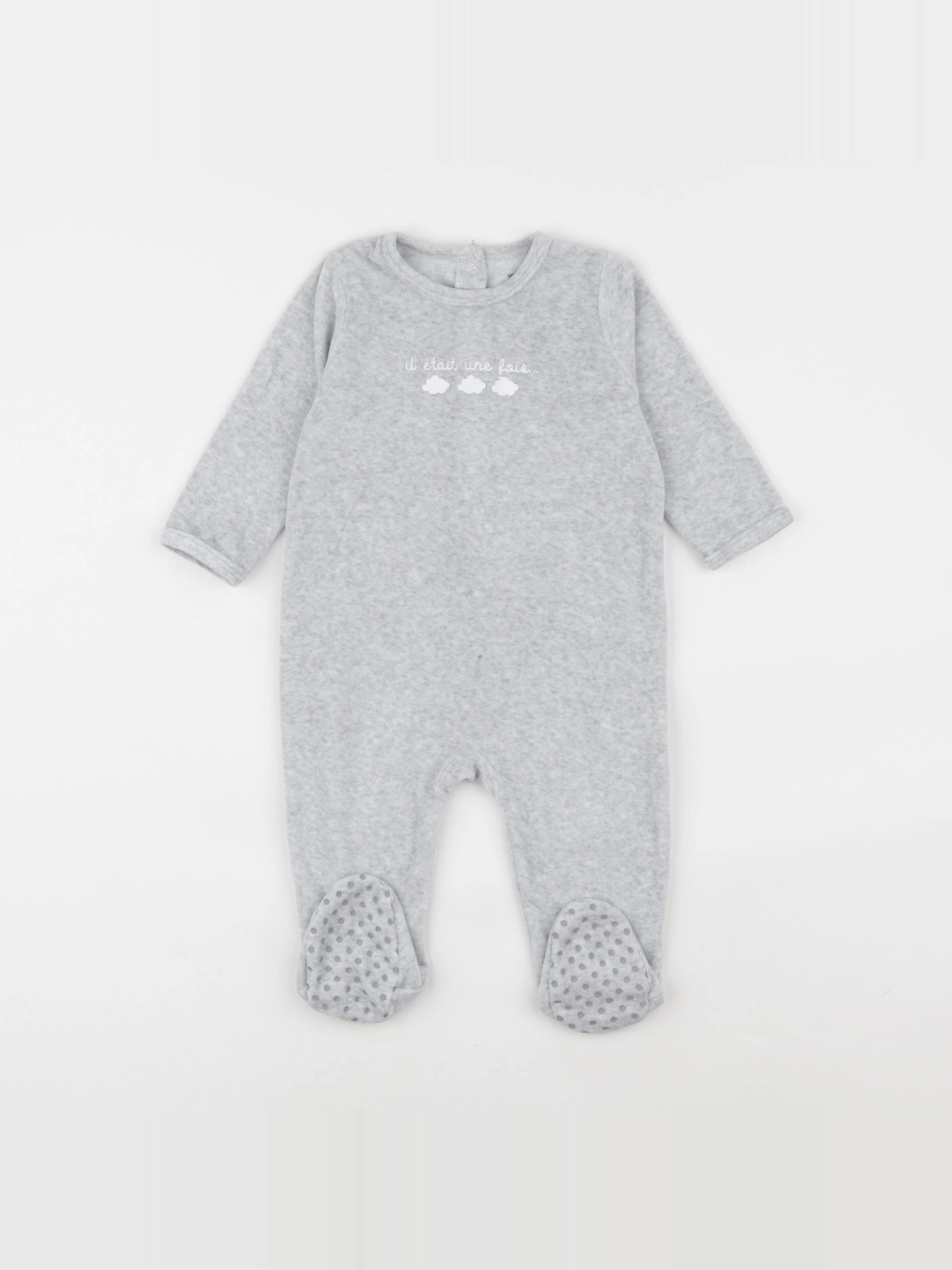 Vertbaudet - pyjama velours gris - 12 mois