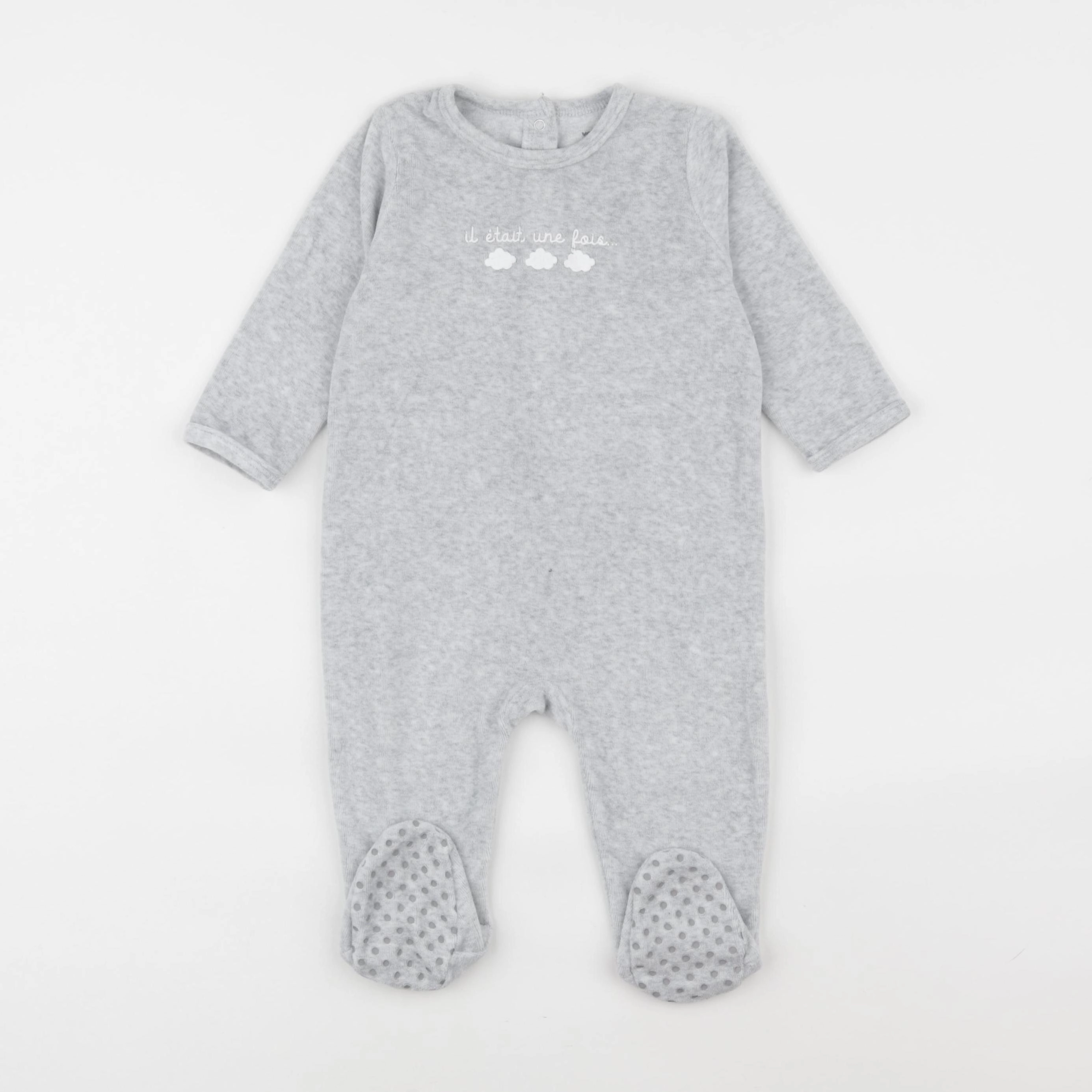 Vertbaudet - pyjama velours gris - 12 mois