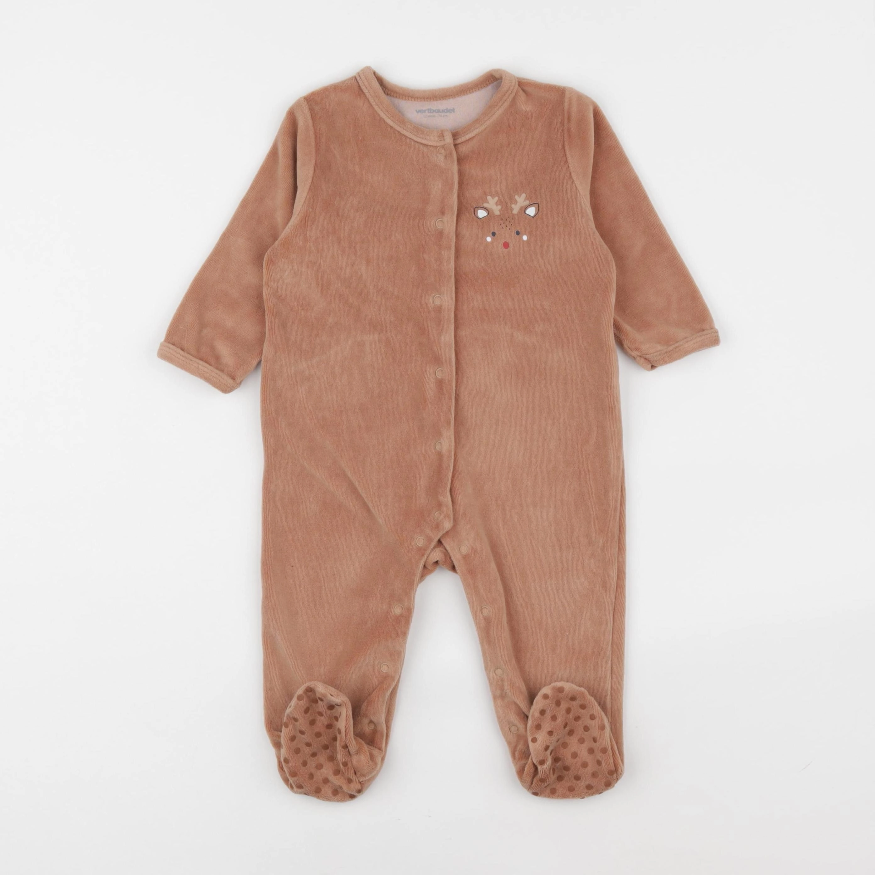 Vertbaudet - pyjama velours marron - 12 mois