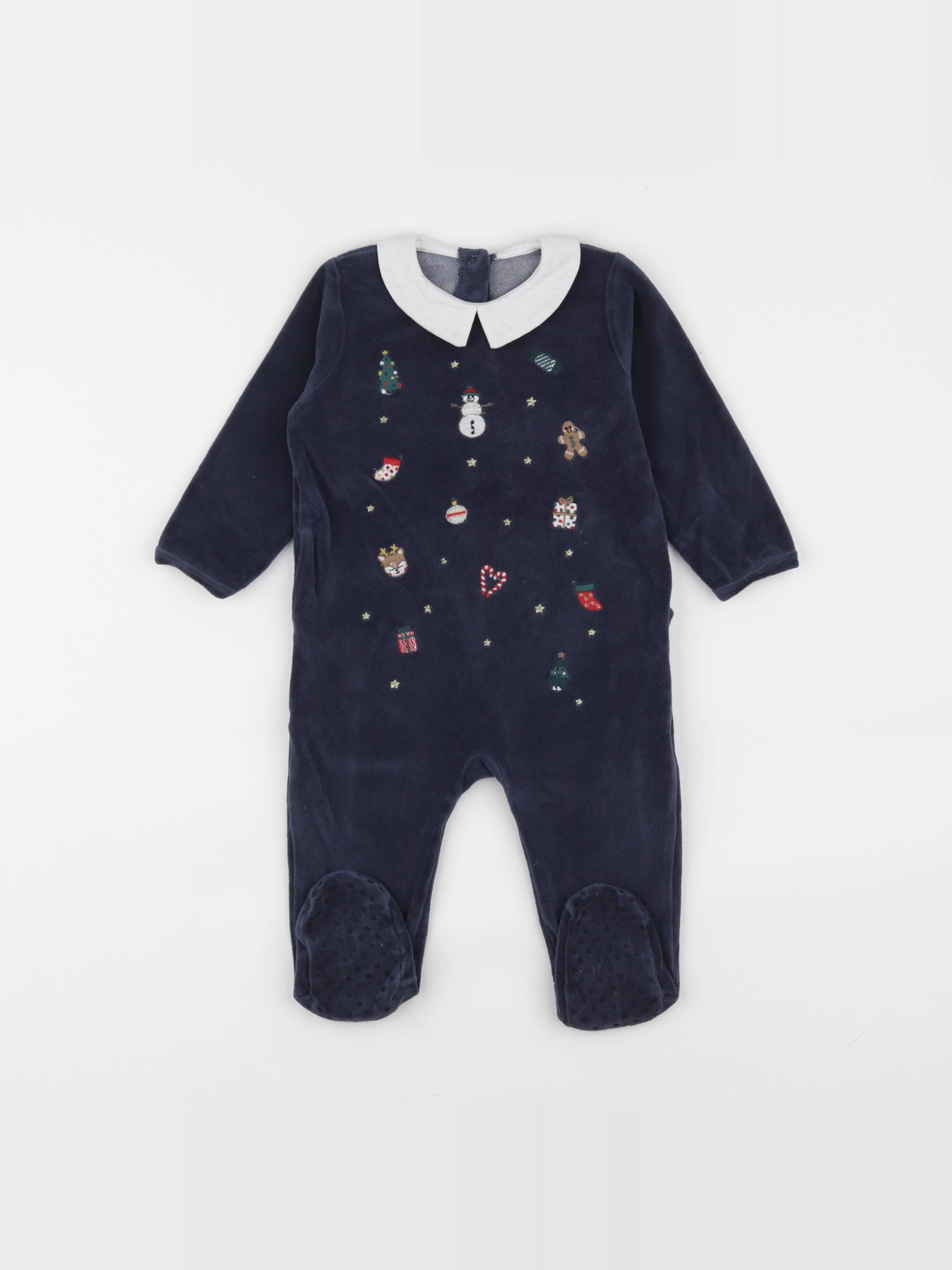 Vertbaudet - pyjama velours bleu - 12 mois