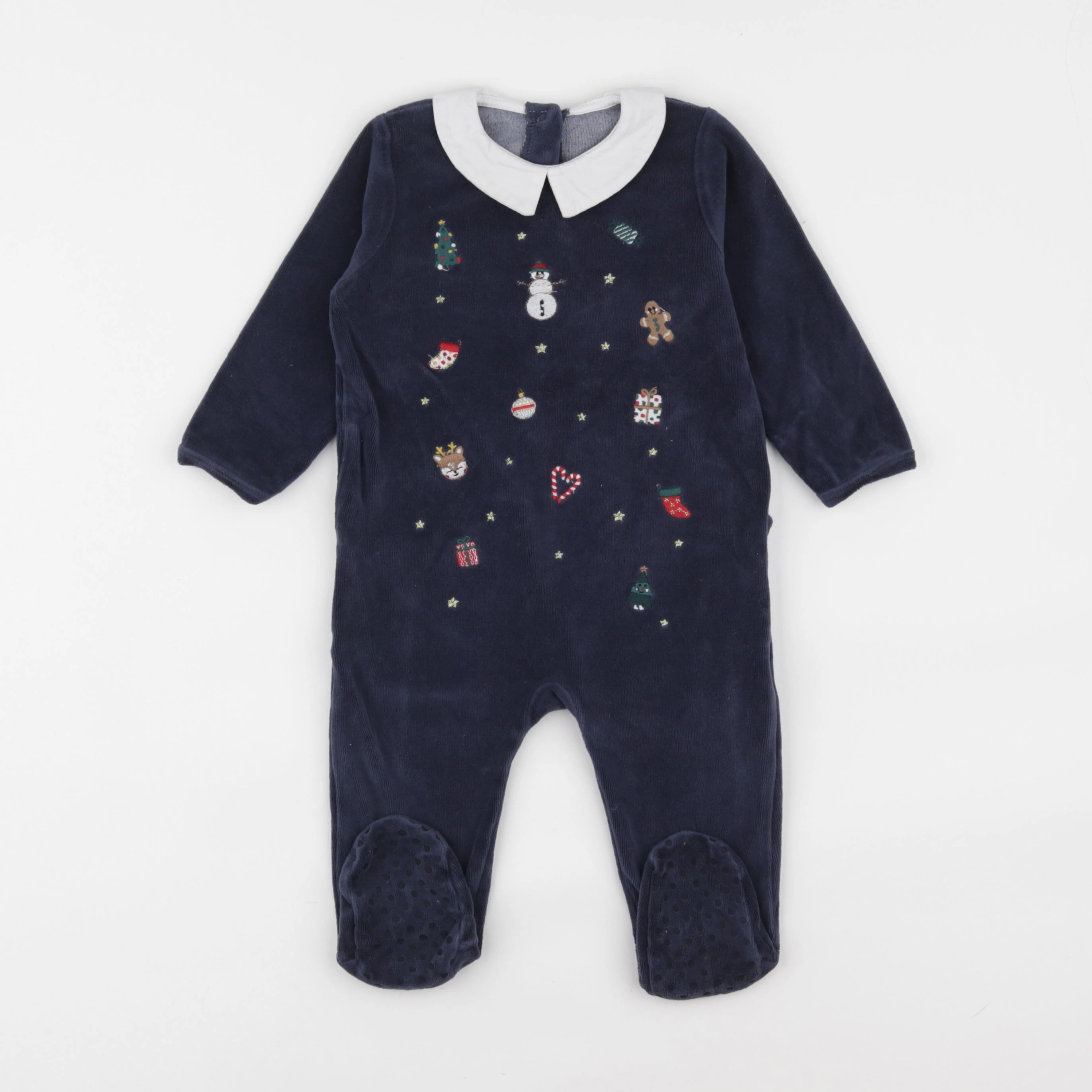 Vertbaudet - pyjama velours bleu - 12 mois