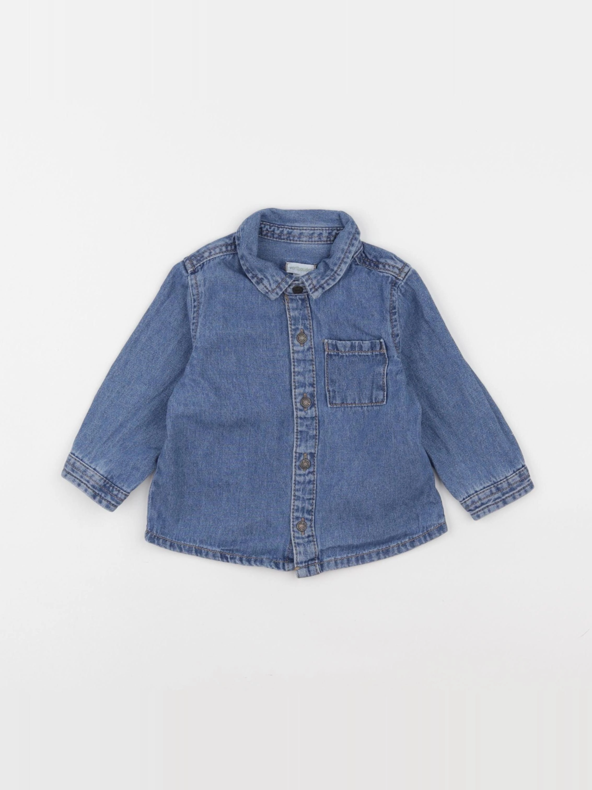 Vertbaudet - chemise bleu - 12 mois