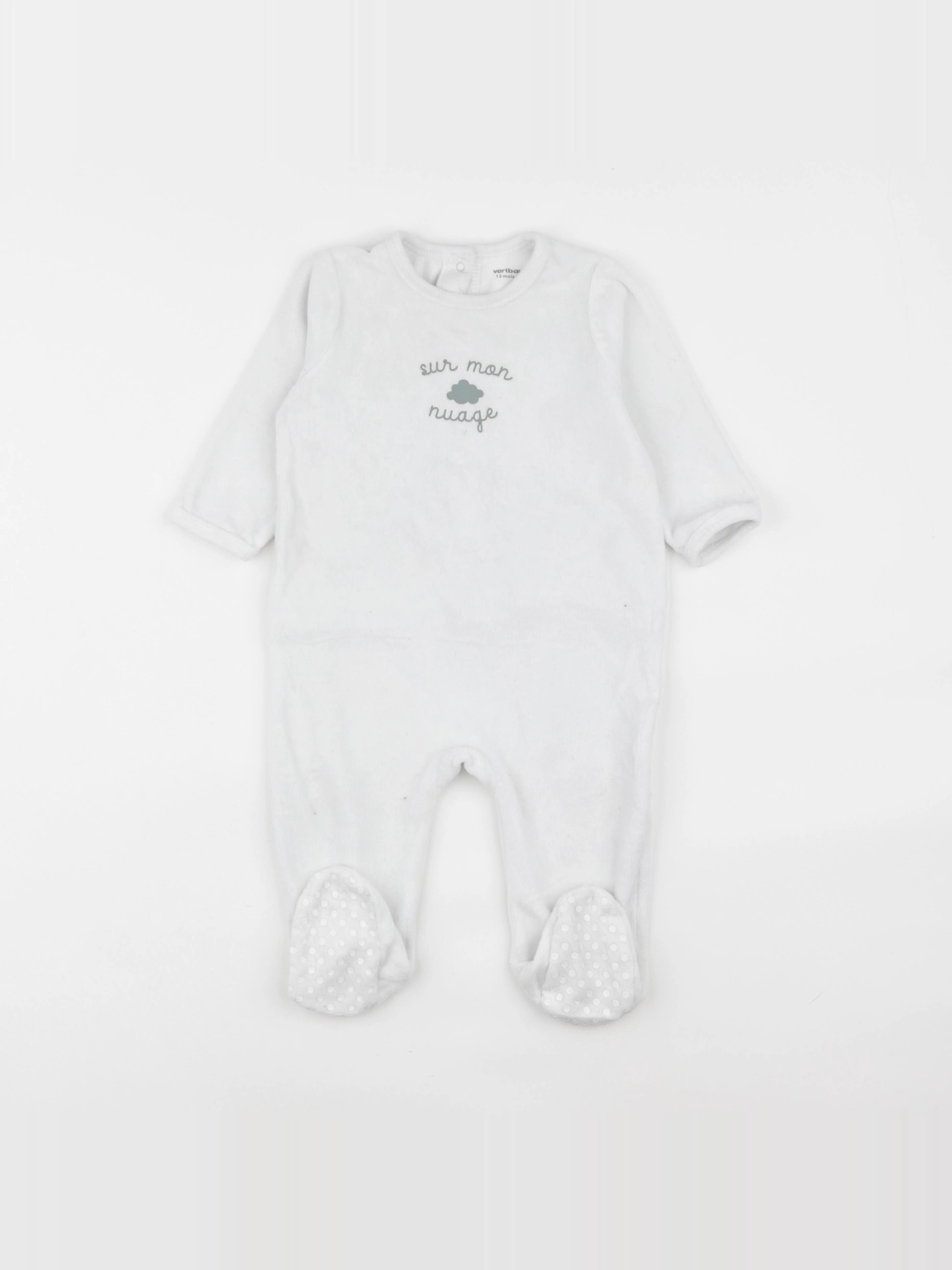 Vertbaudet - pyjama velours blanc - 12 mois
