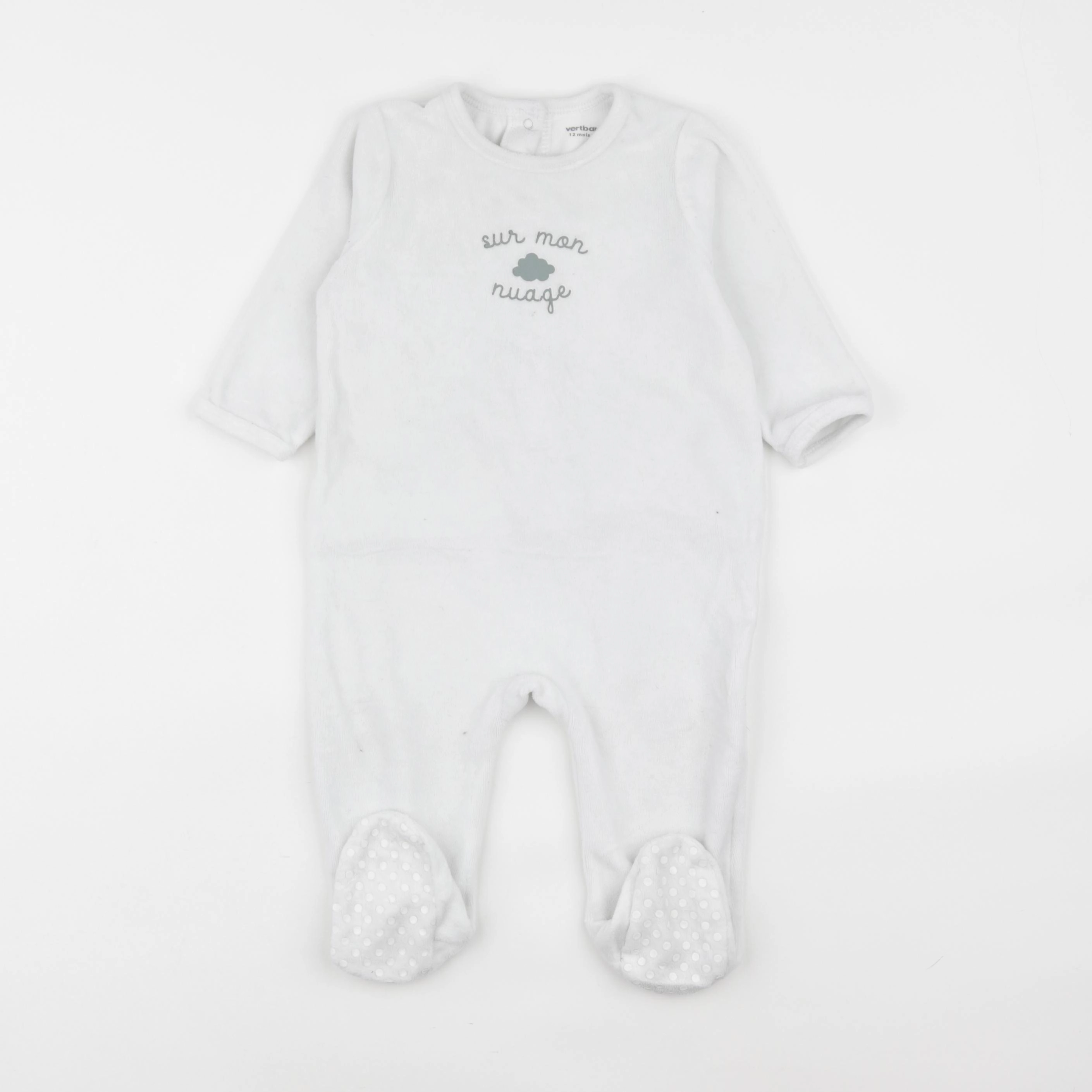 Vertbaudet - pyjama velours blanc - 12 mois