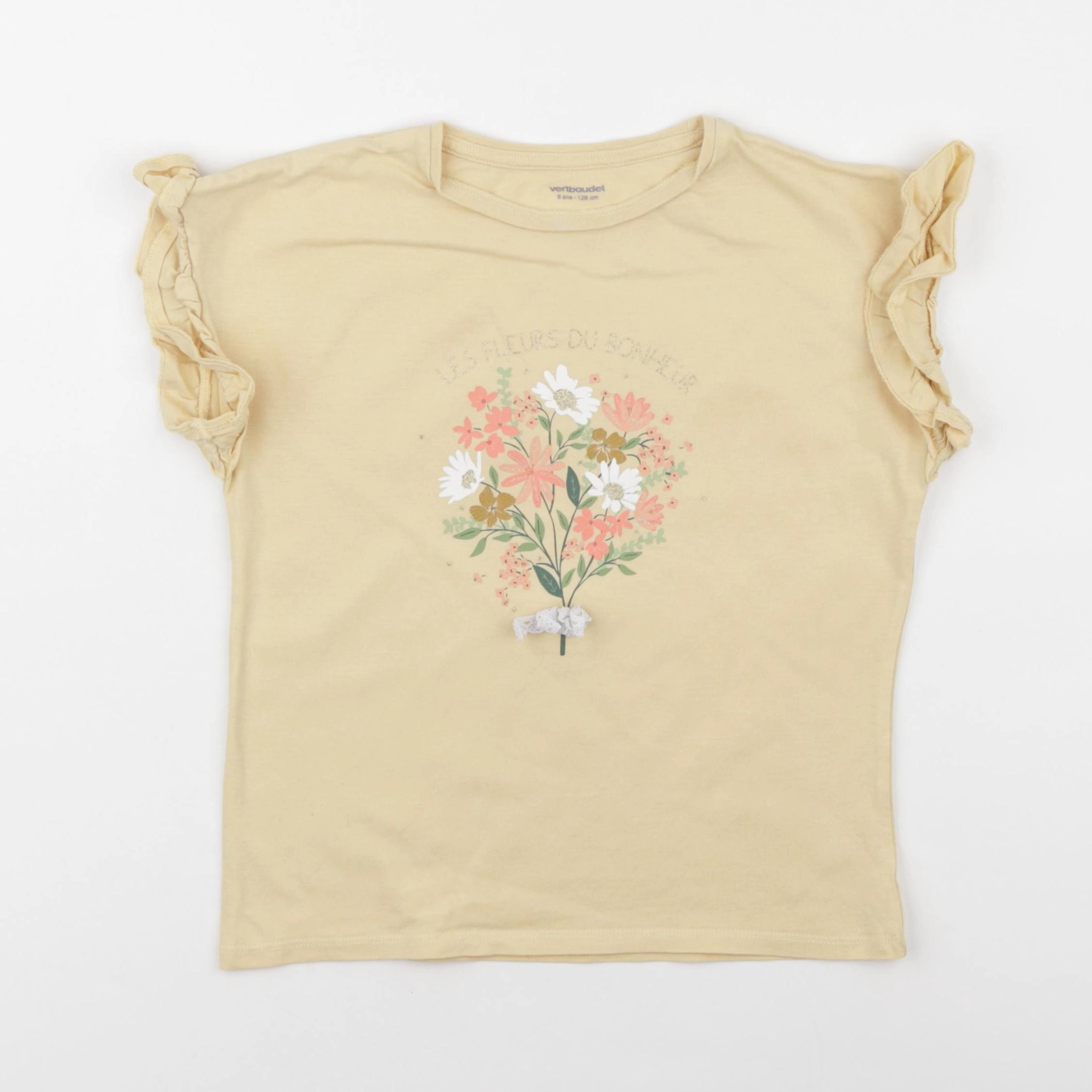Vertbaudet - tee-shirt jaune - 8 ans