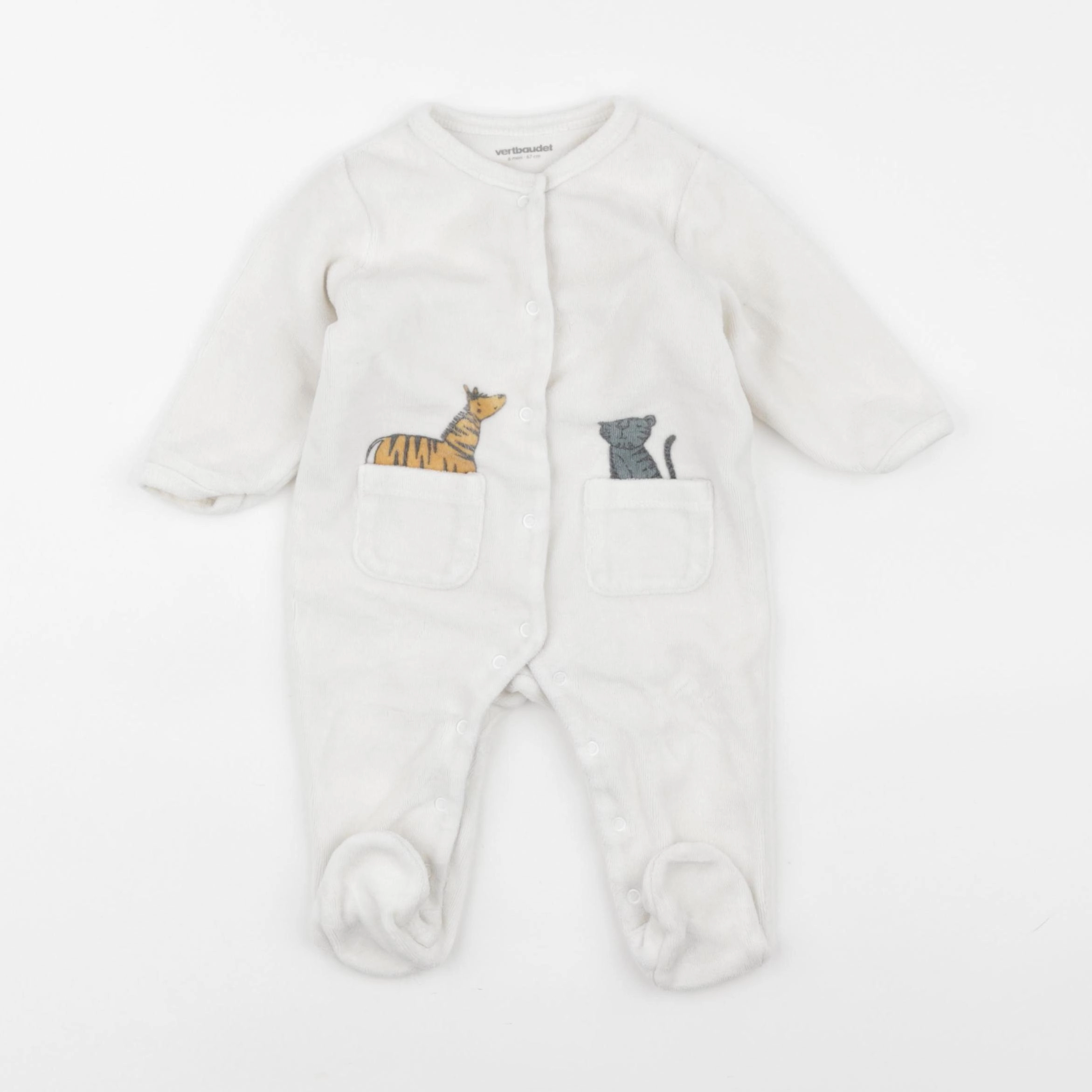 Vertbaudet - pyjama velours blanc - 6 mois