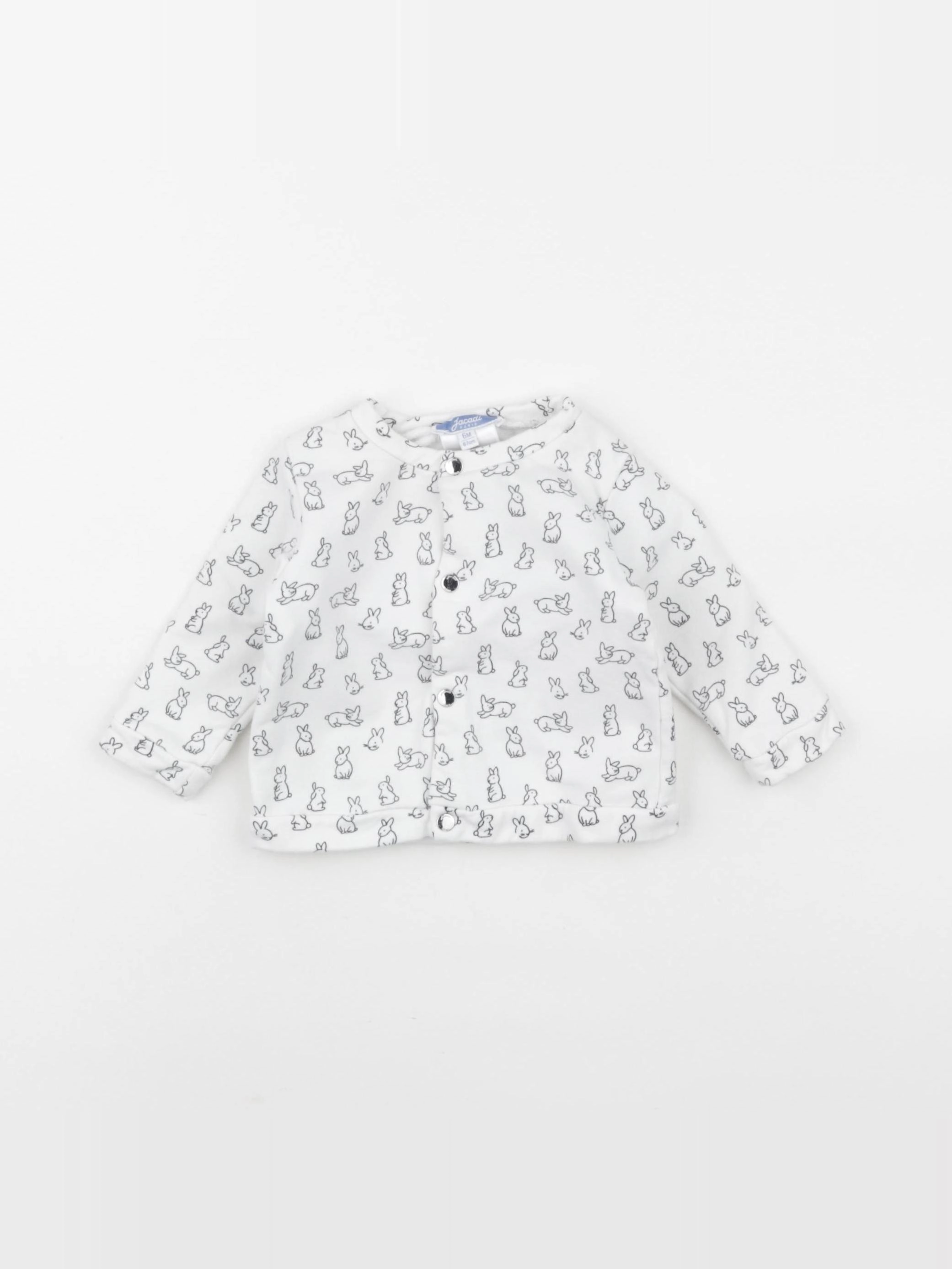 Jacadi - sweat blanc, bleu - 6 mois