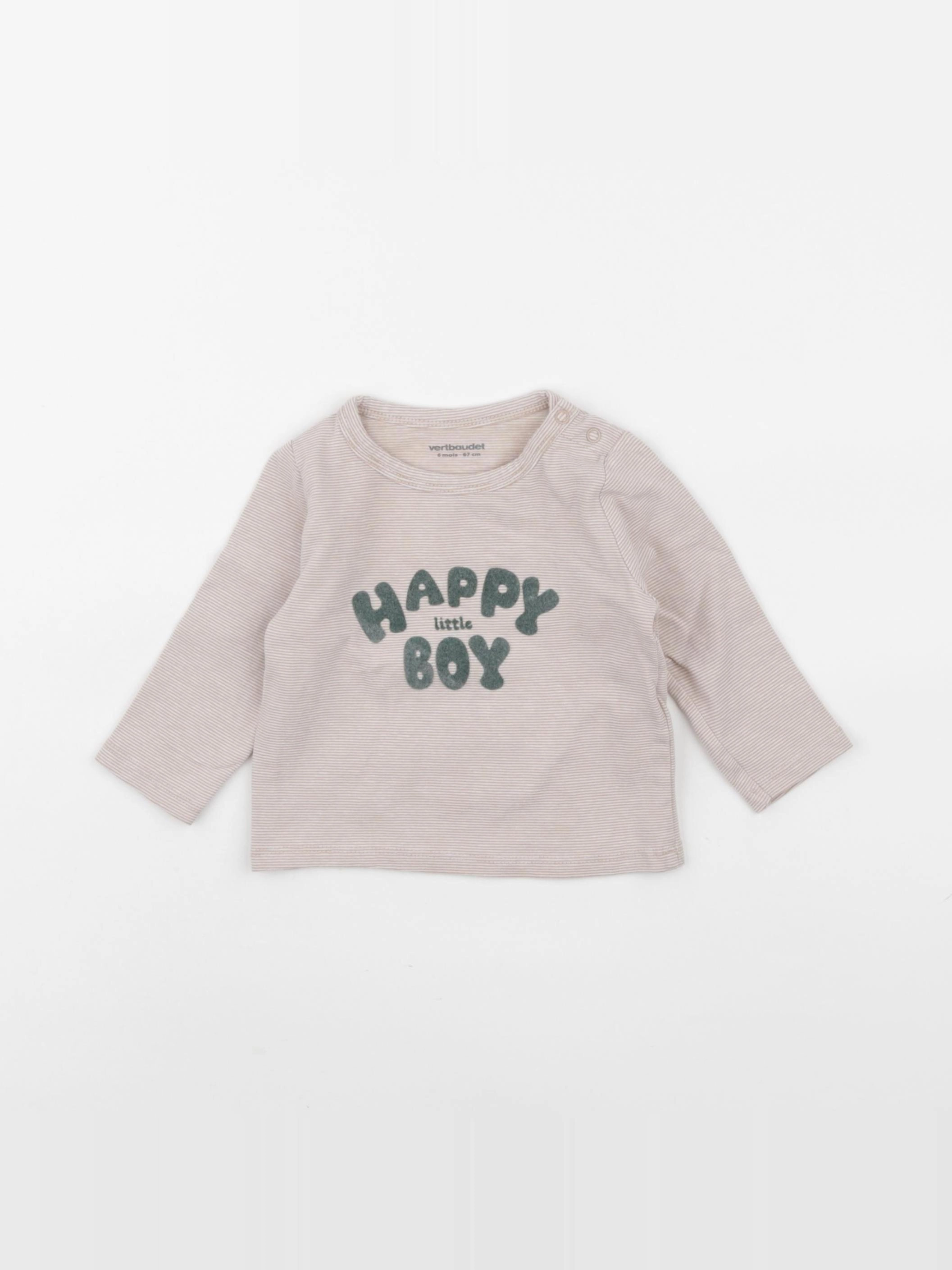 Vertbaudet - tee-shirt beige - 6 mois