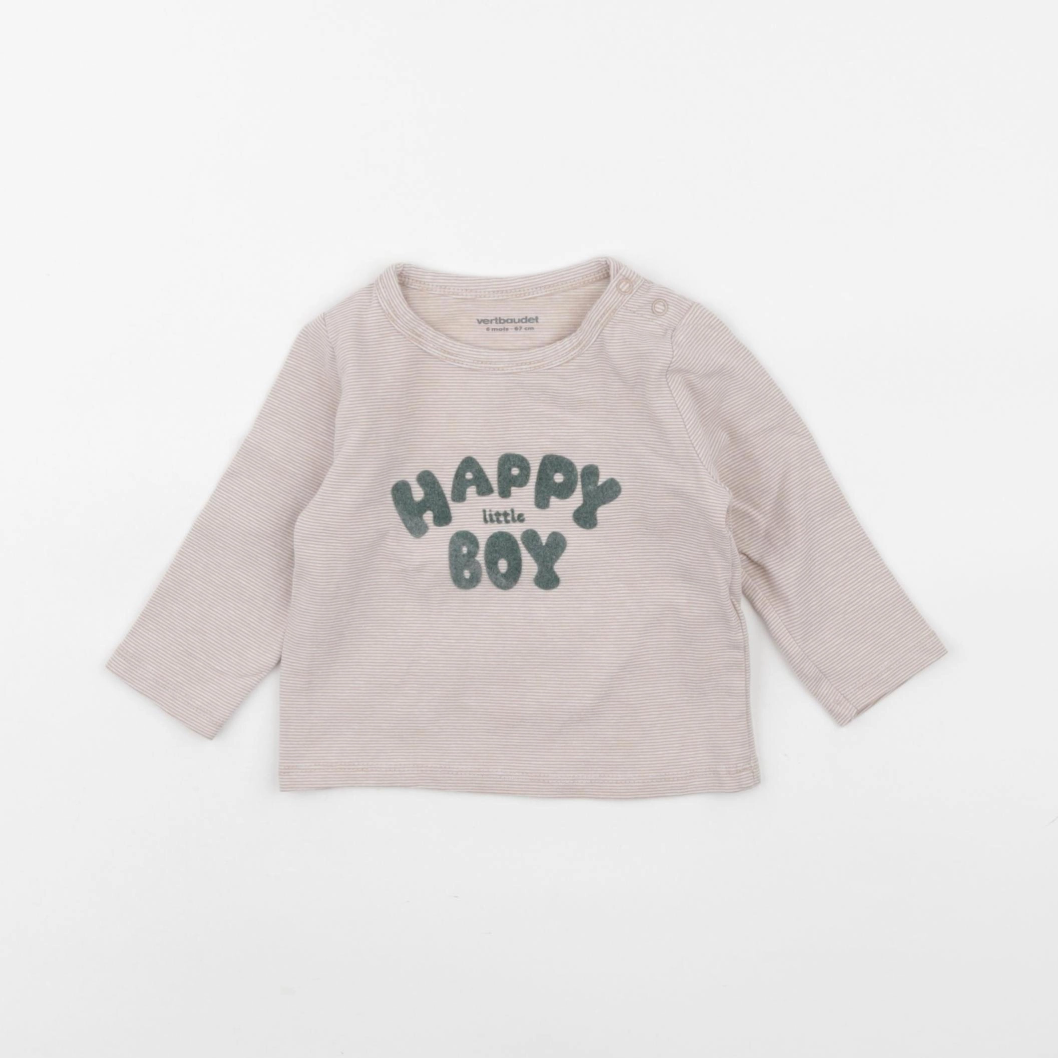 Vertbaudet - tee-shirt beige - 6 mois