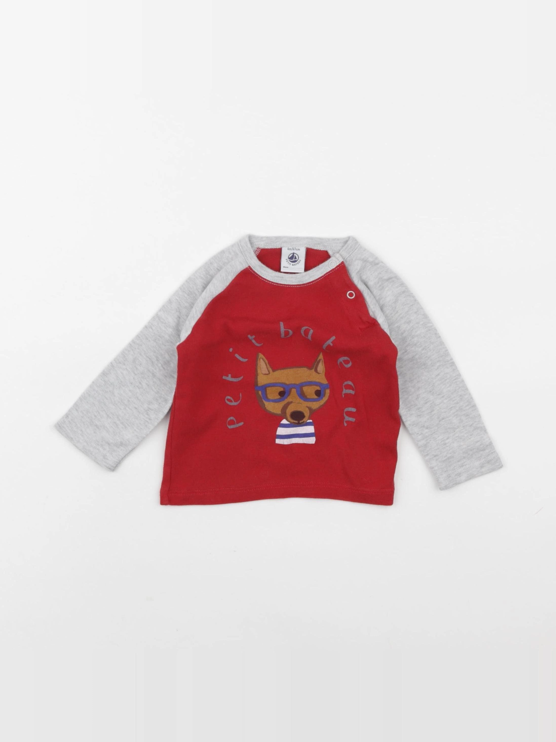 Petit Bateau - tee-shirt rouge - 6 mois