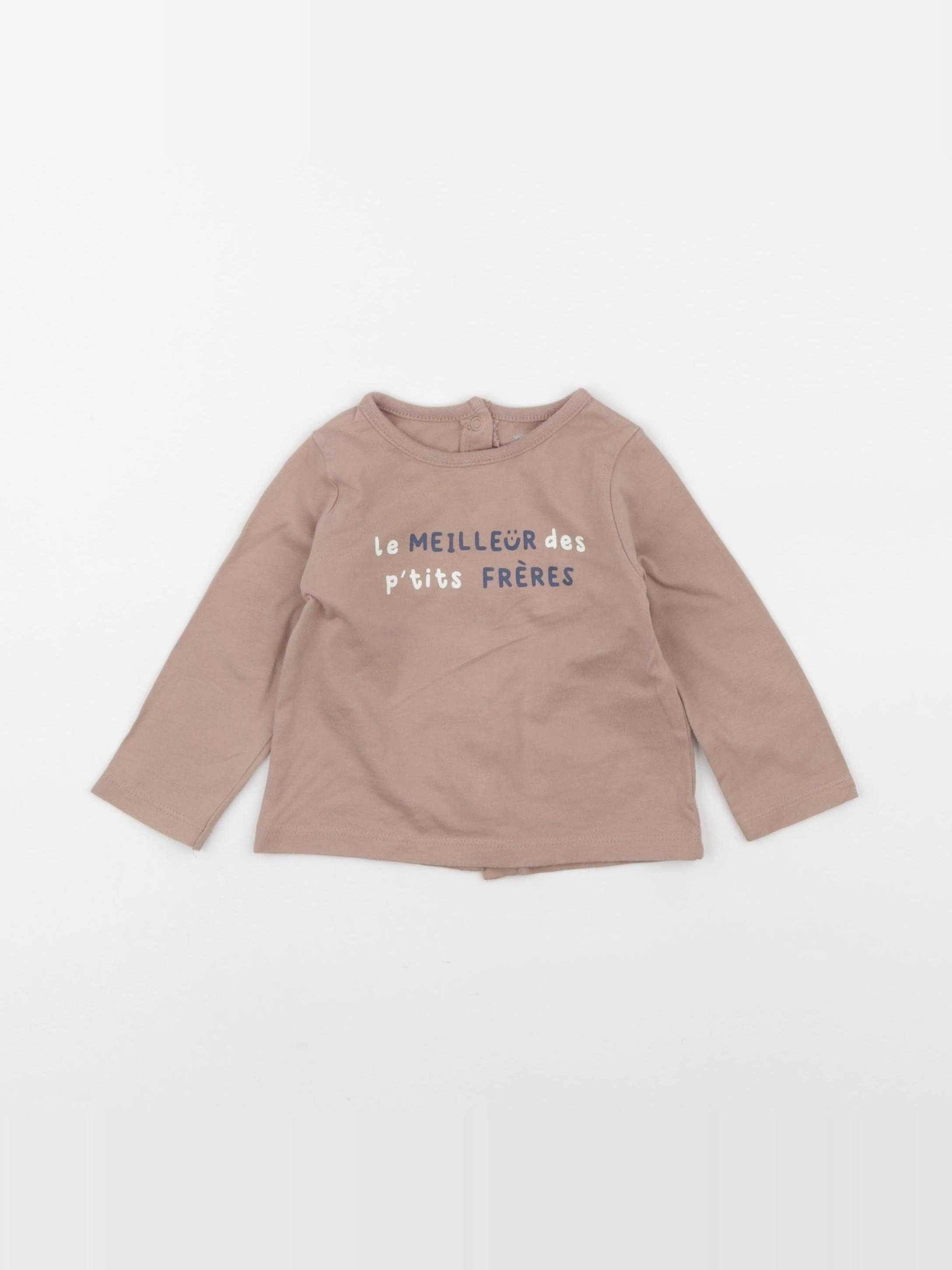 Vertbaudet - tee-shirt beige - 6 mois