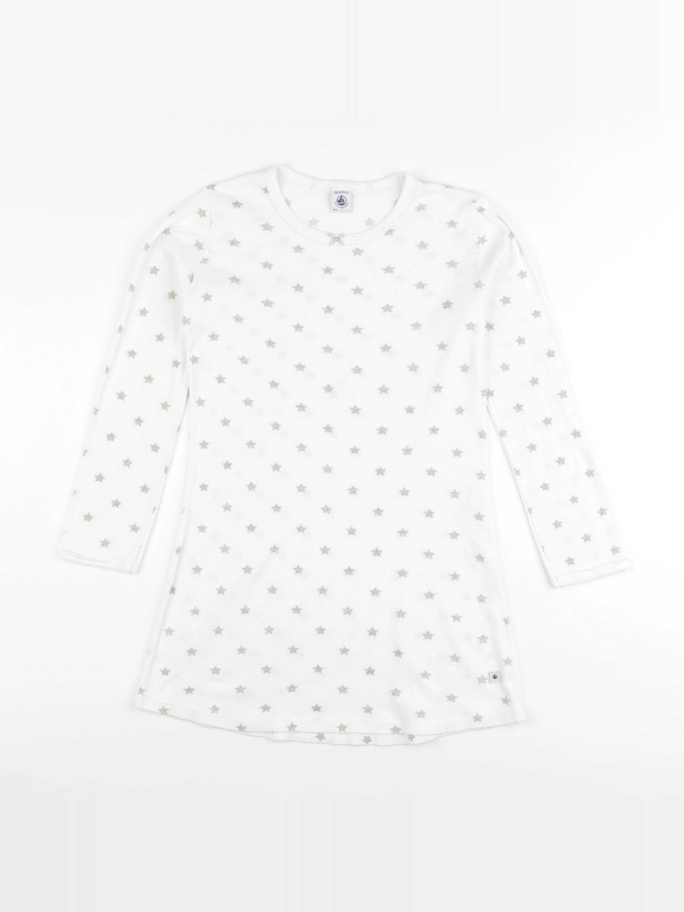 Petit Bateau - chemise de nuit coton blanc, or - 8 ans