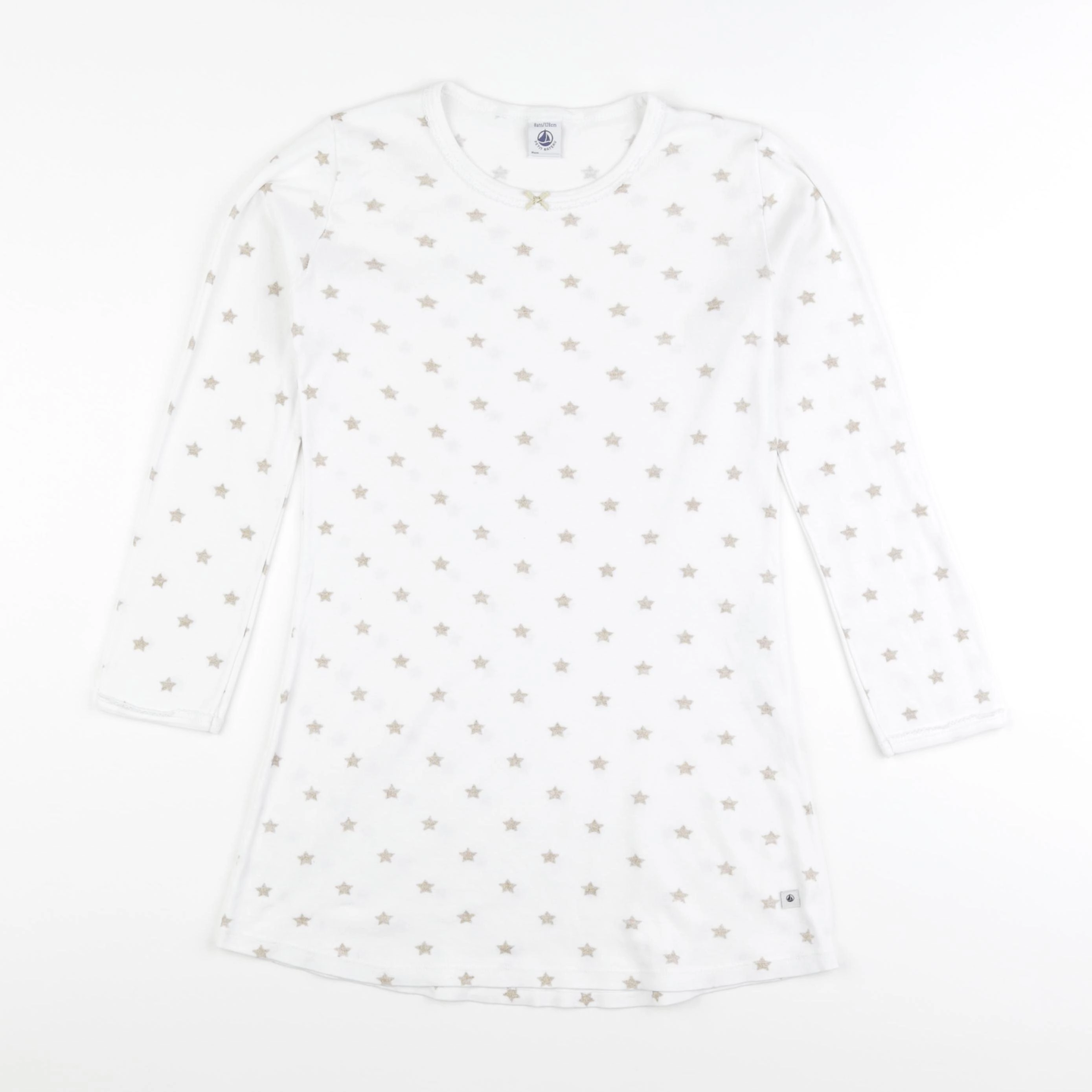 Petit Bateau - chemise de nuit coton blanc, or - 8 ans