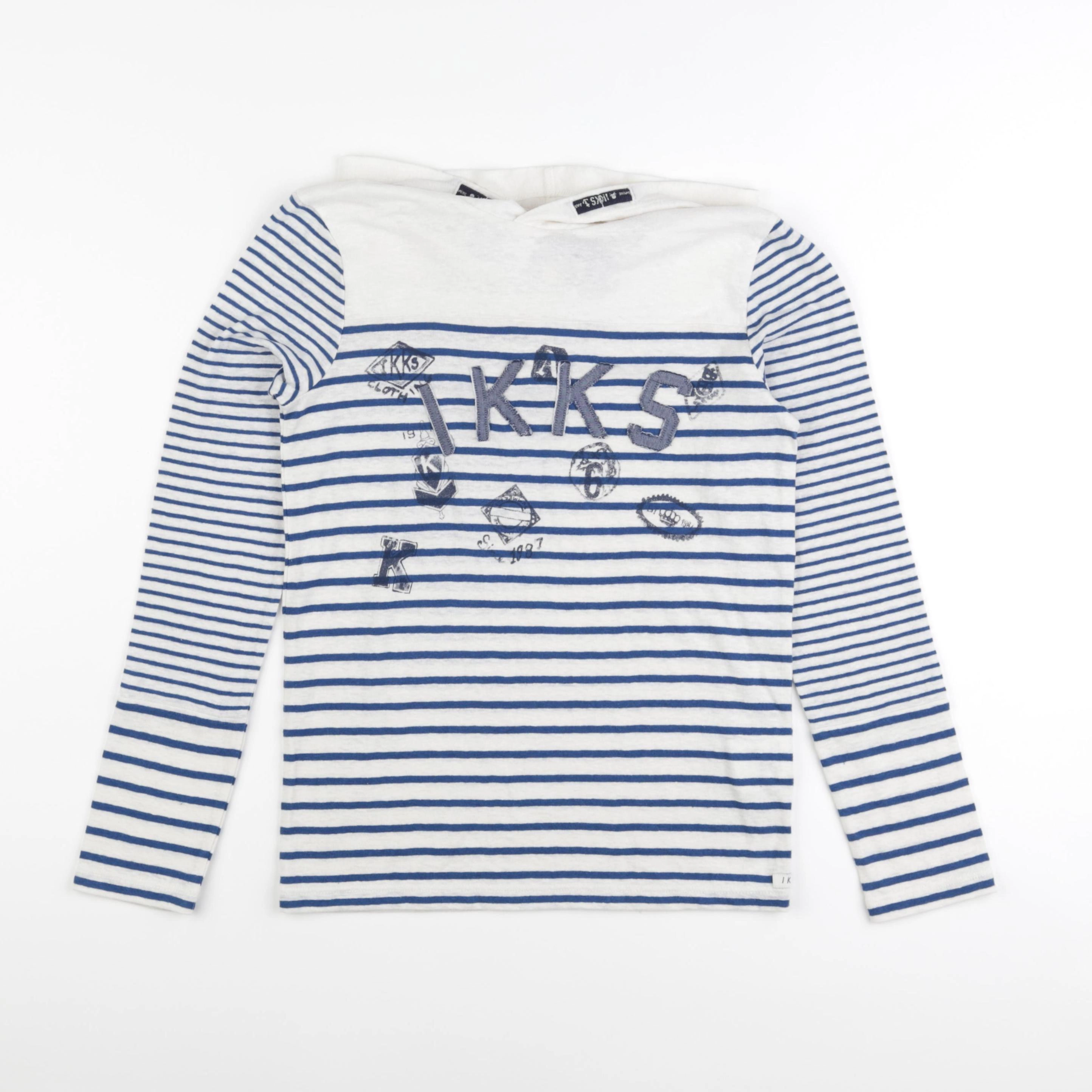 IKKS - tee-shirt blanc, bleu - 10 ans