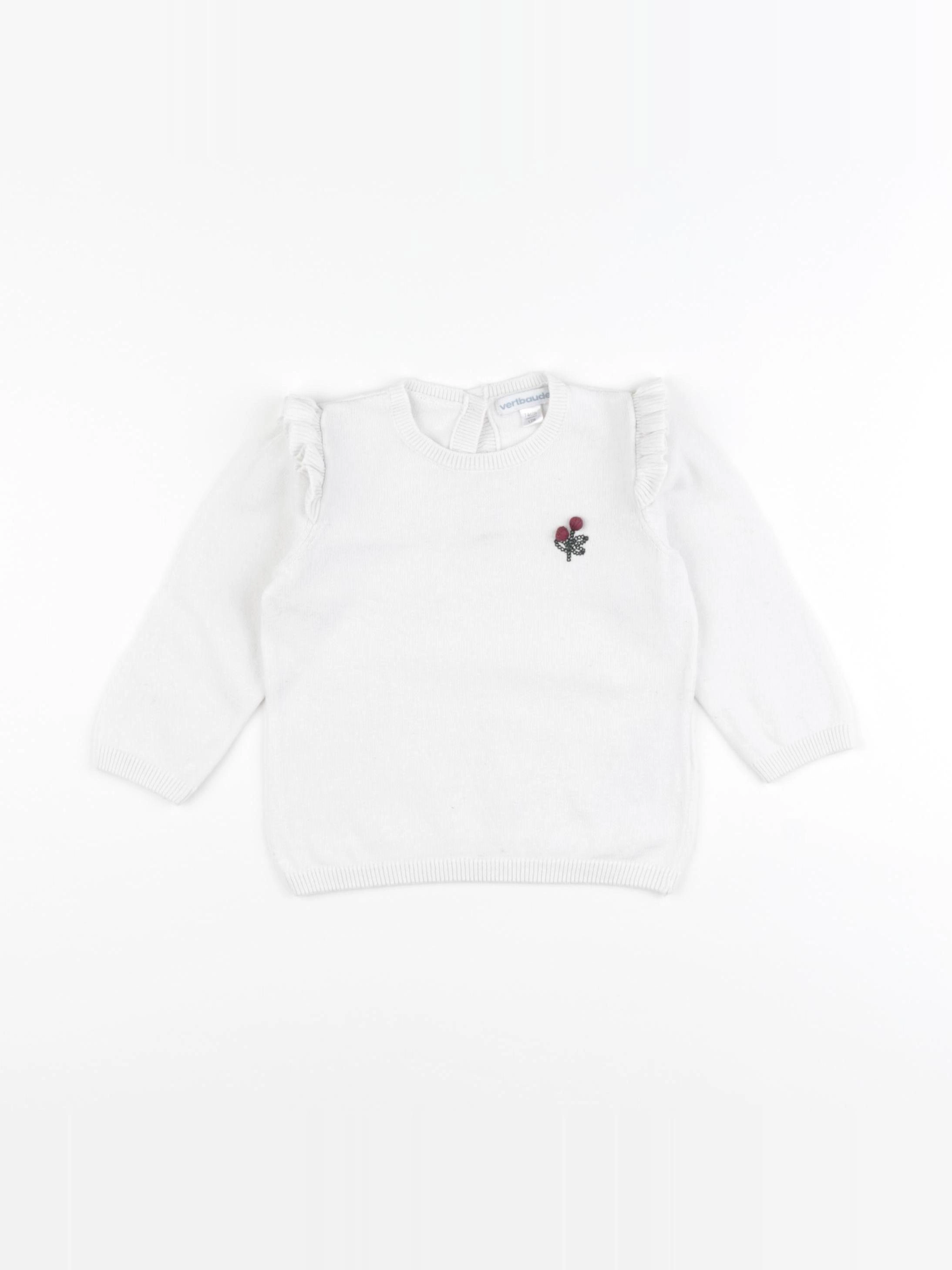 Vertbaudet - pull blanc - 12 mois