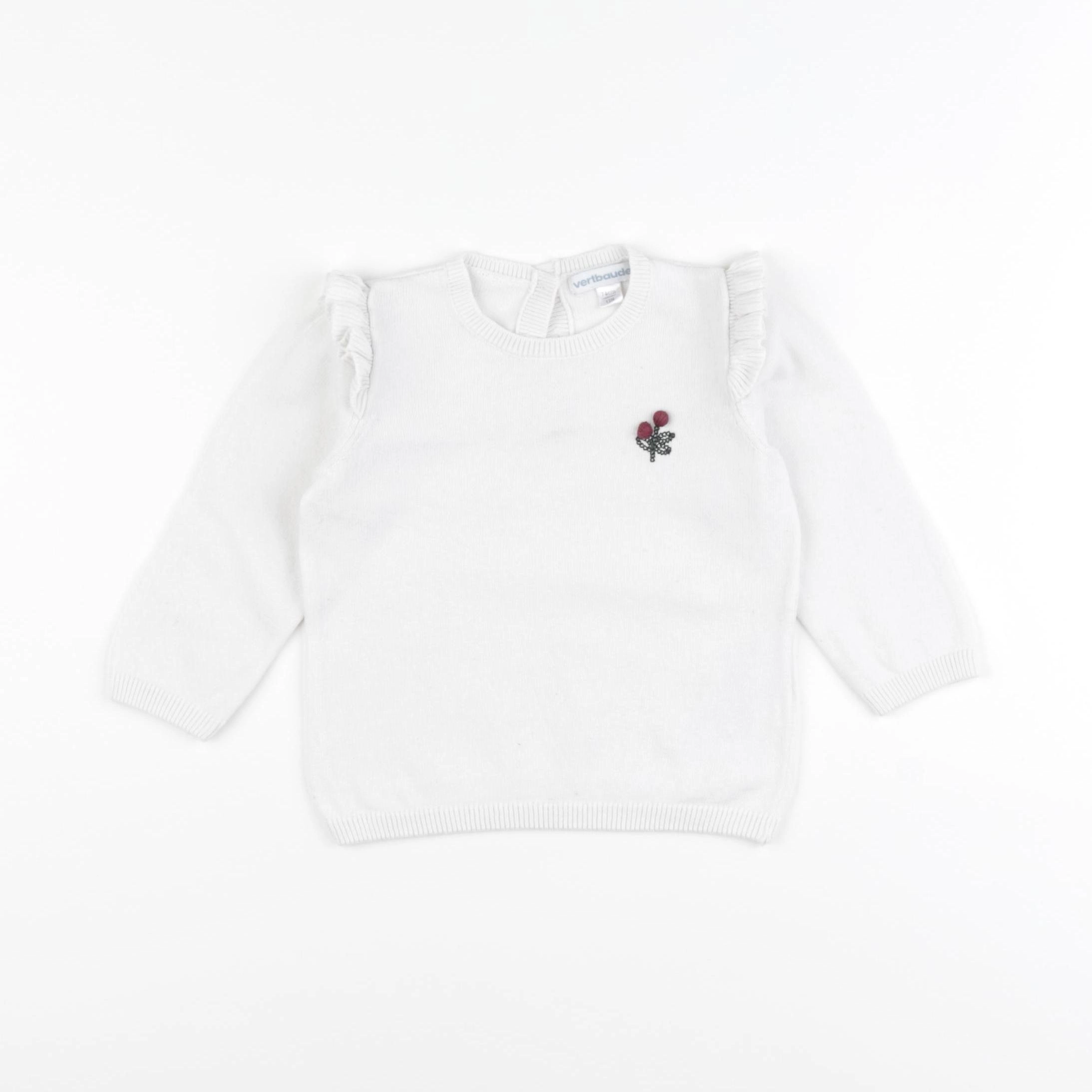 Vertbaudet - pull blanc - 12 mois