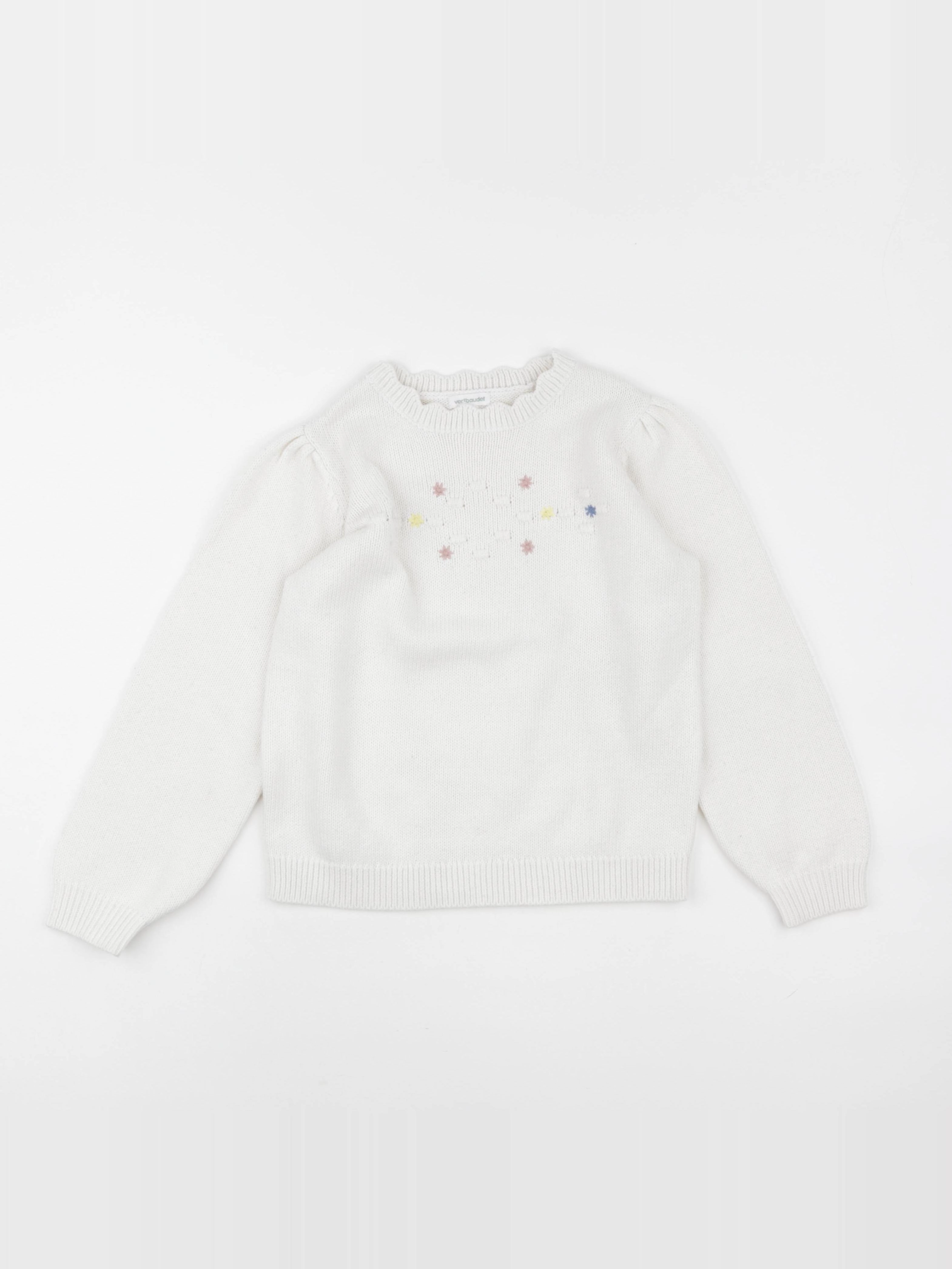 Vertbaudet - pull blanc - 8 ans