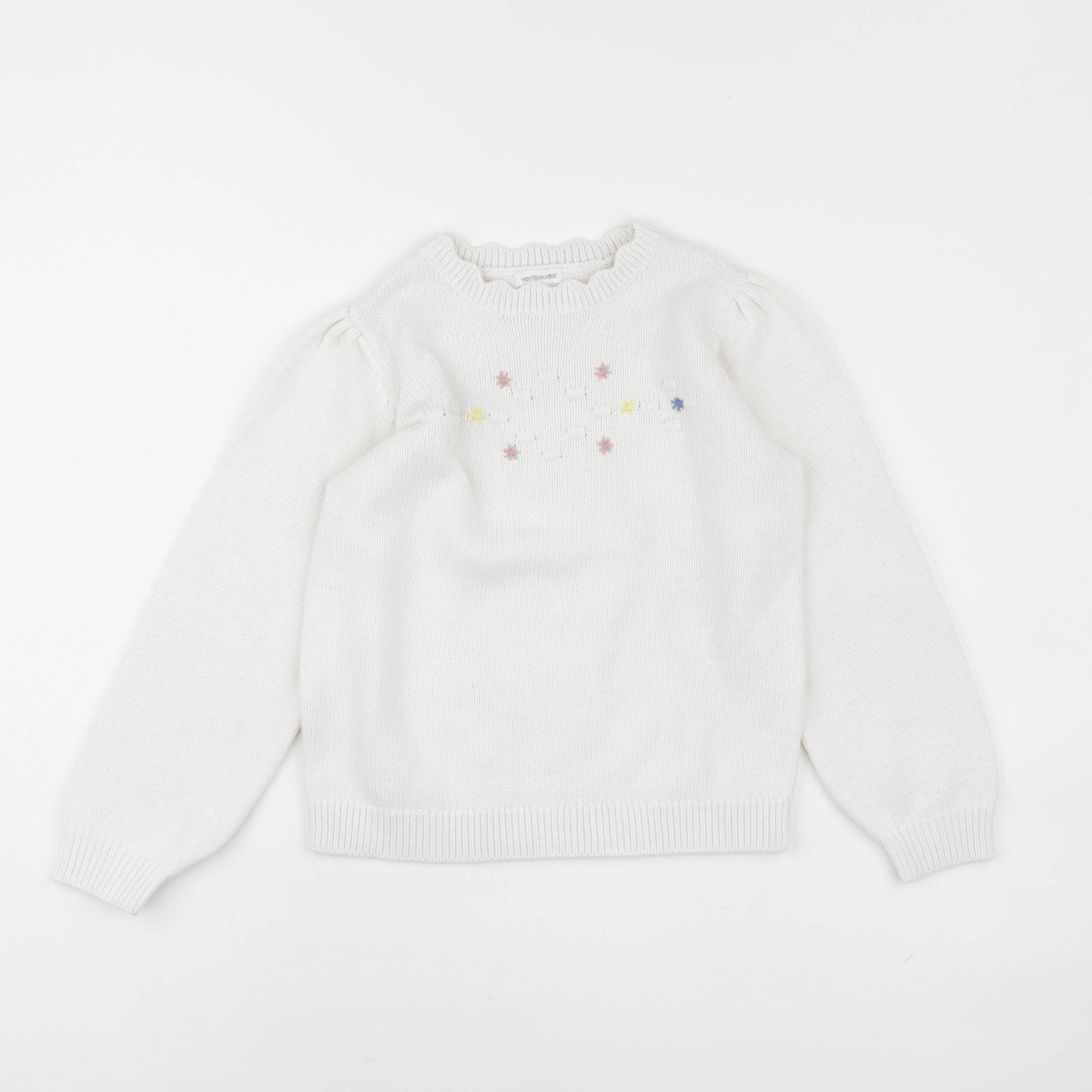 Vertbaudet - pull blanc - 8 ans