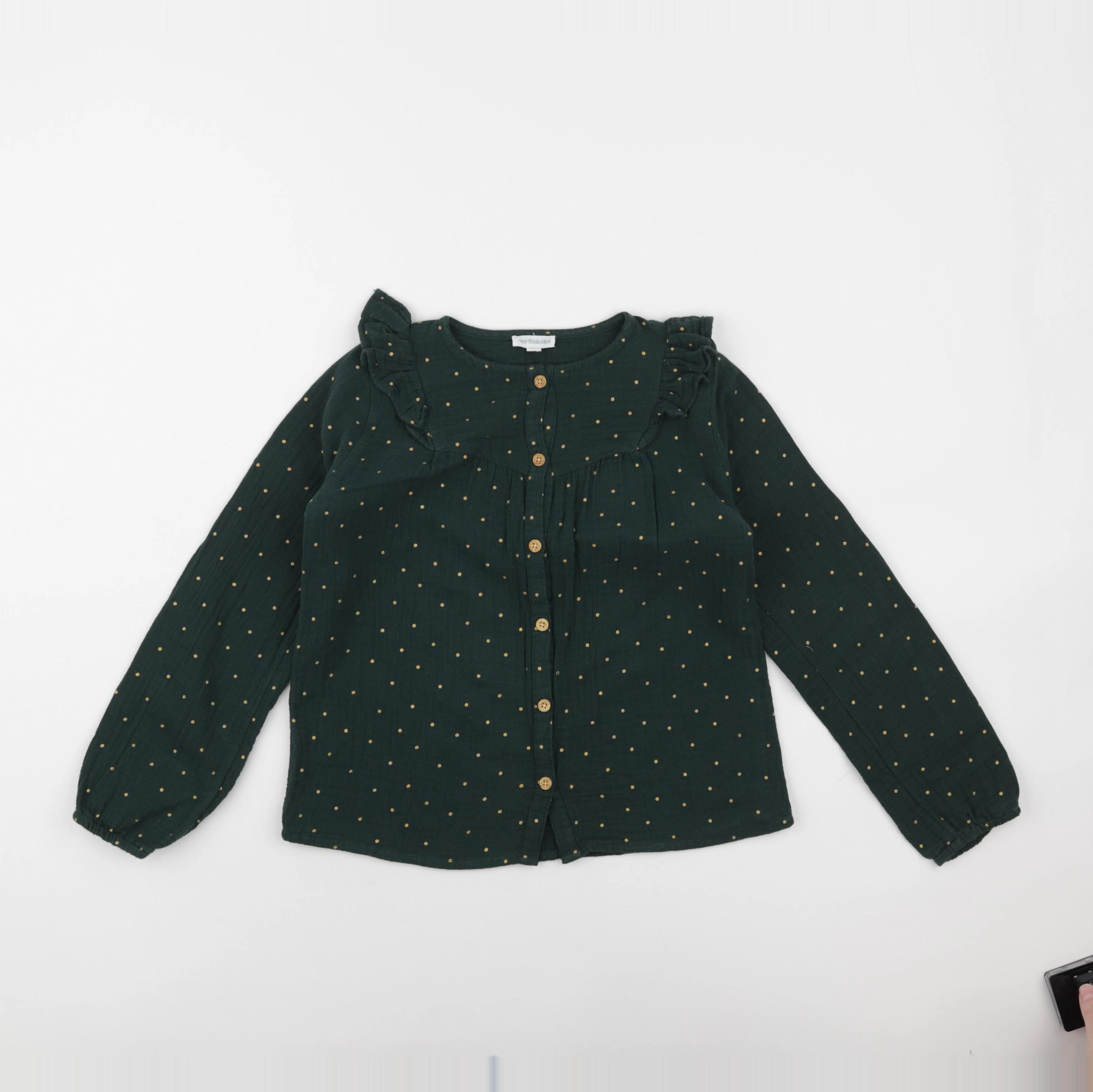 Vertbaudet - blouse vert, or - 8 ans