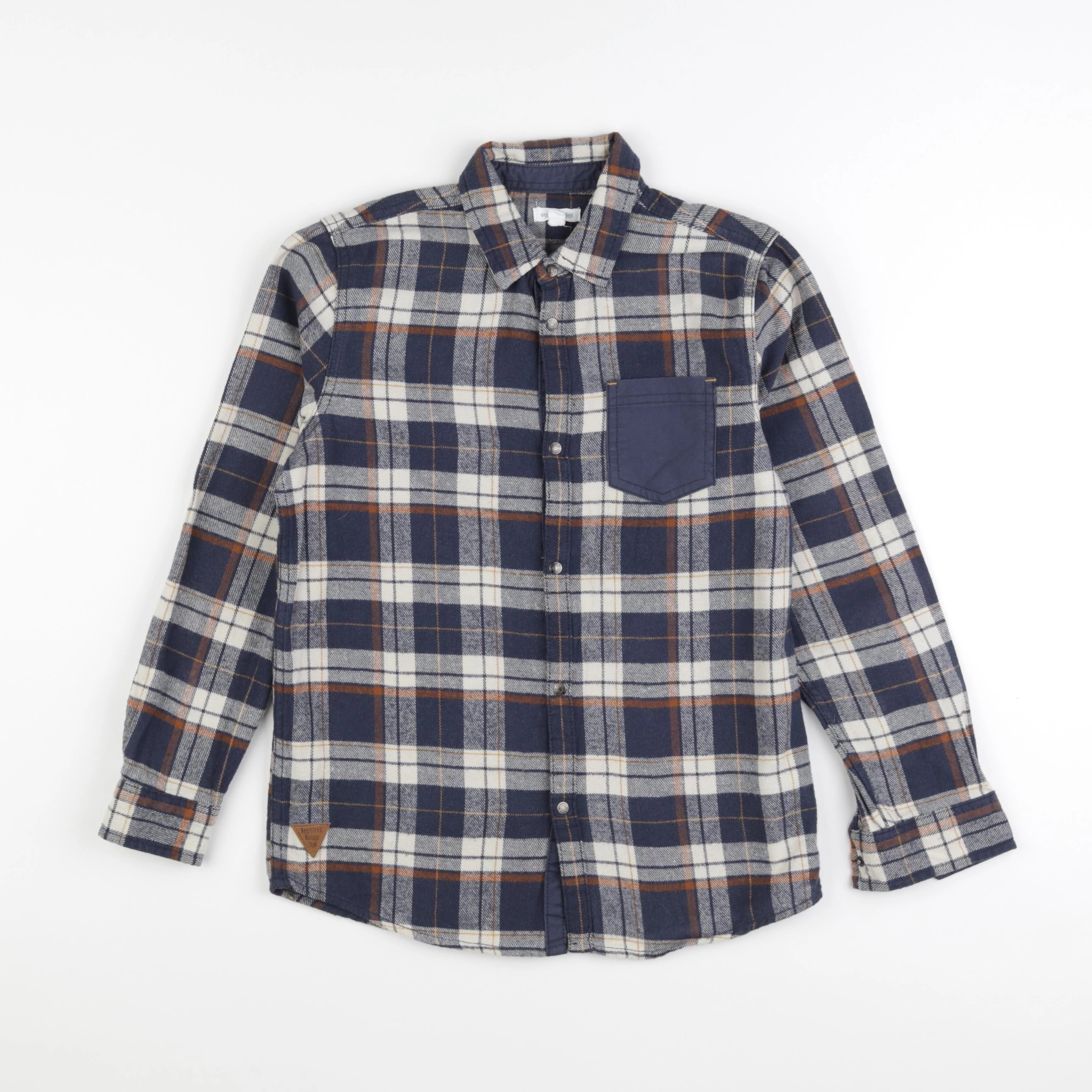 Vertbaudet - chemise bleu, beige - 12 ans
