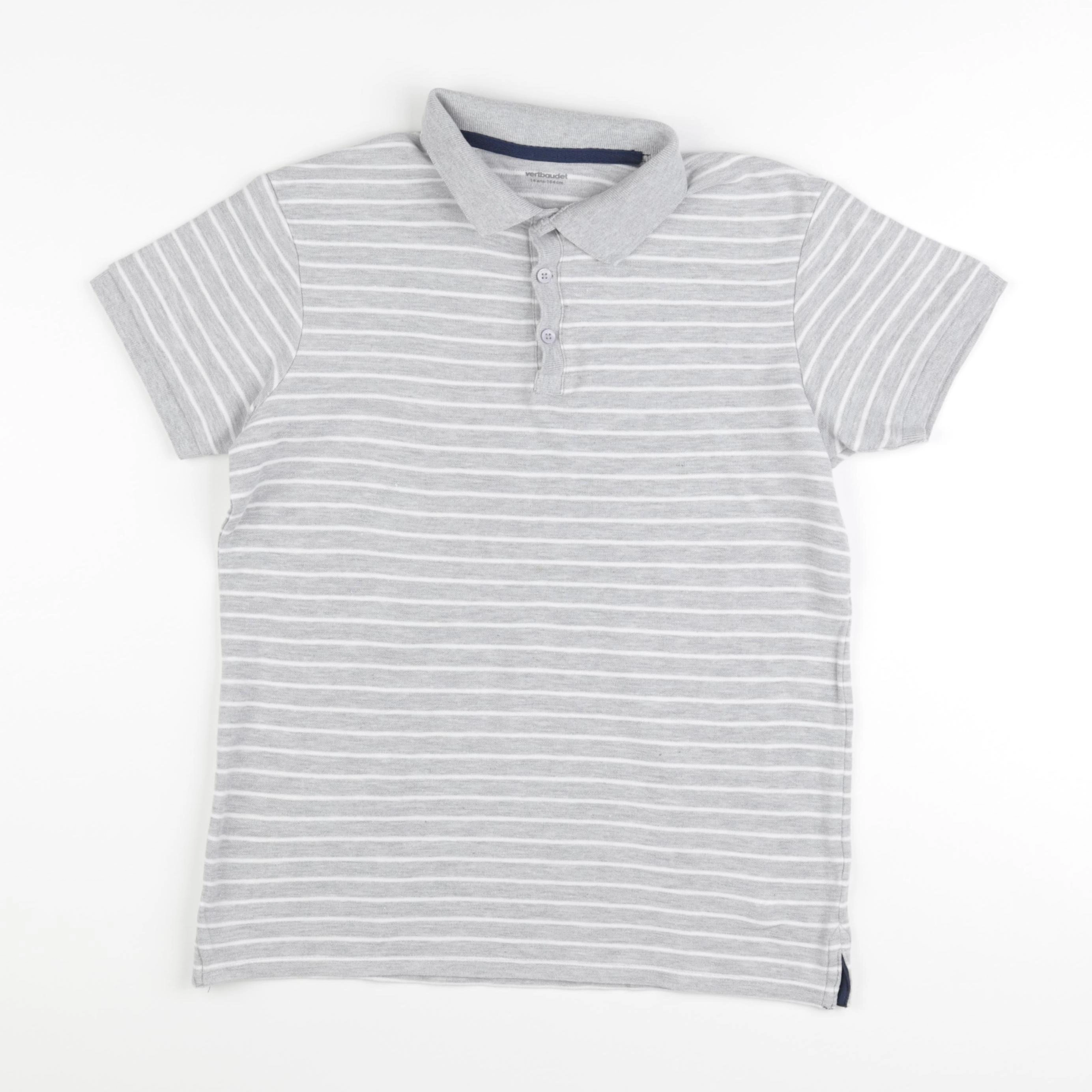 Vertbaudet - polo blanc, gris - 14 ans