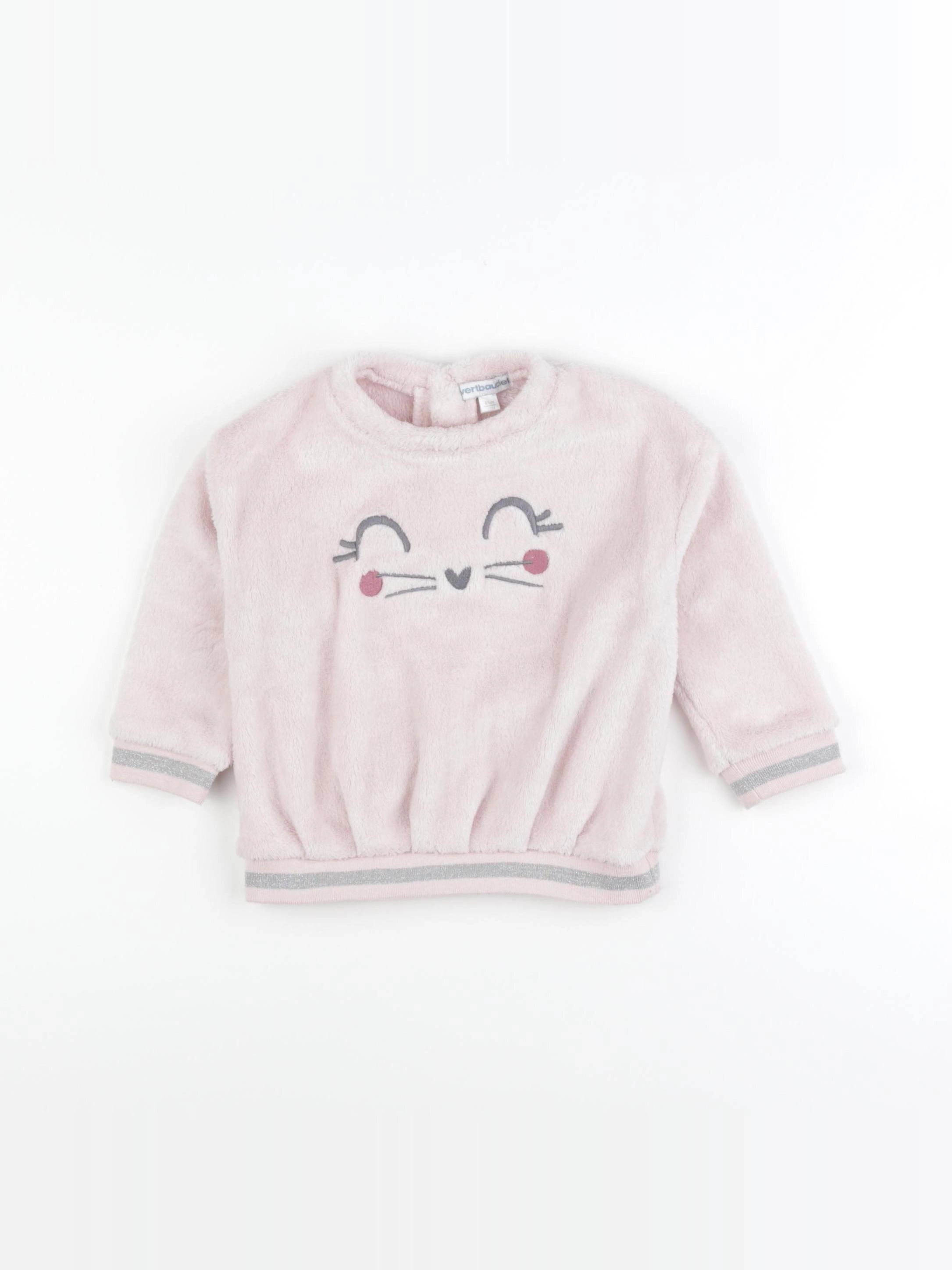 Vertbaudet - sweat rose - 18 mois