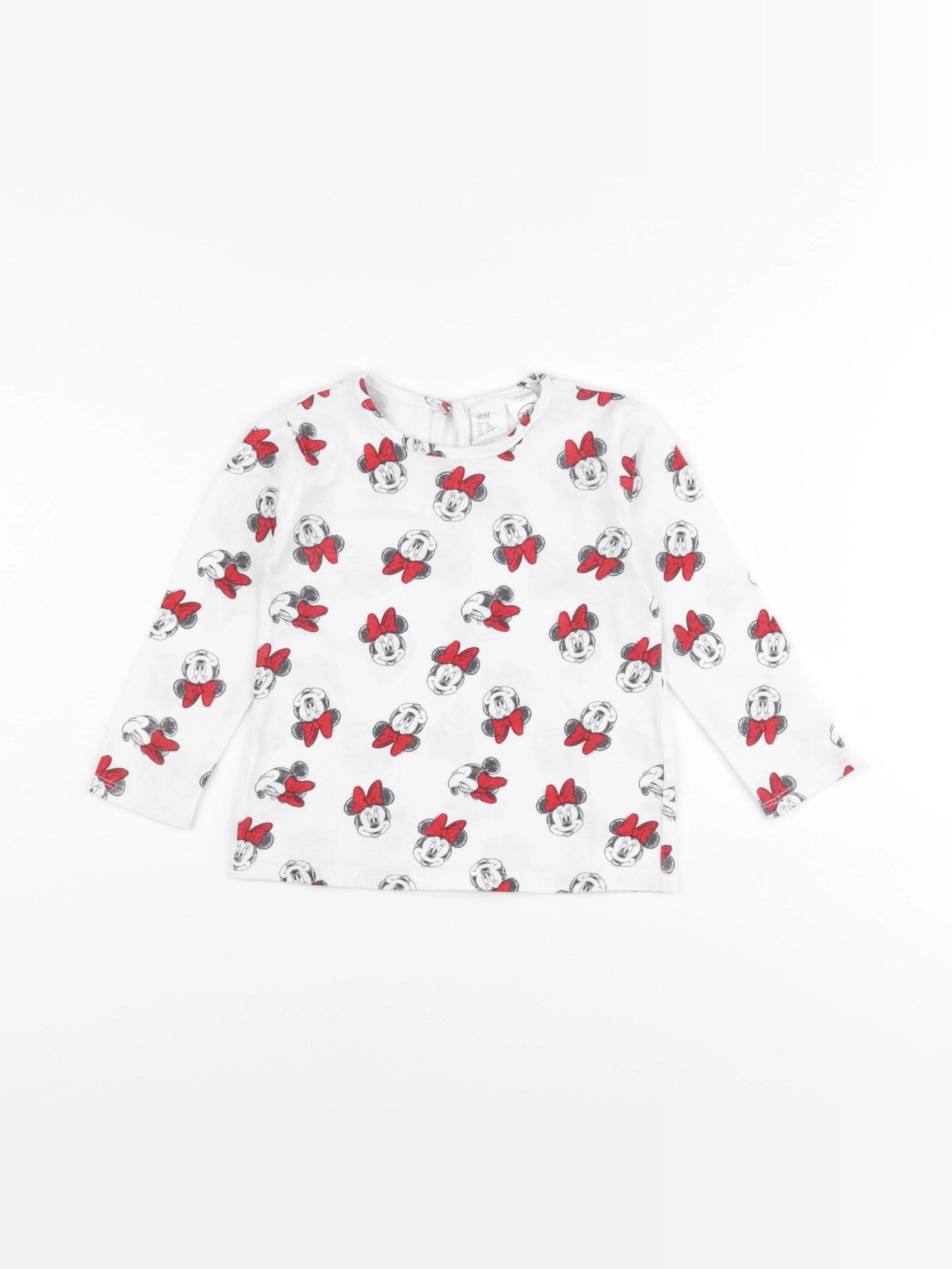 H&M - tee-shirt blanc, rouge - 12/18 mois