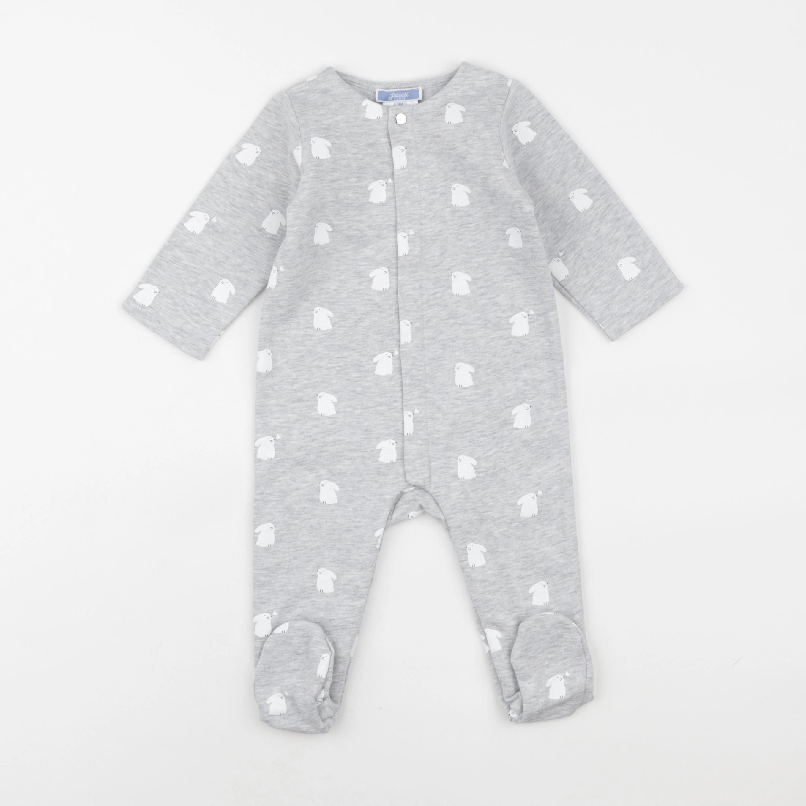 Jacadi - pyjama coton gris, blanc - 9 mois