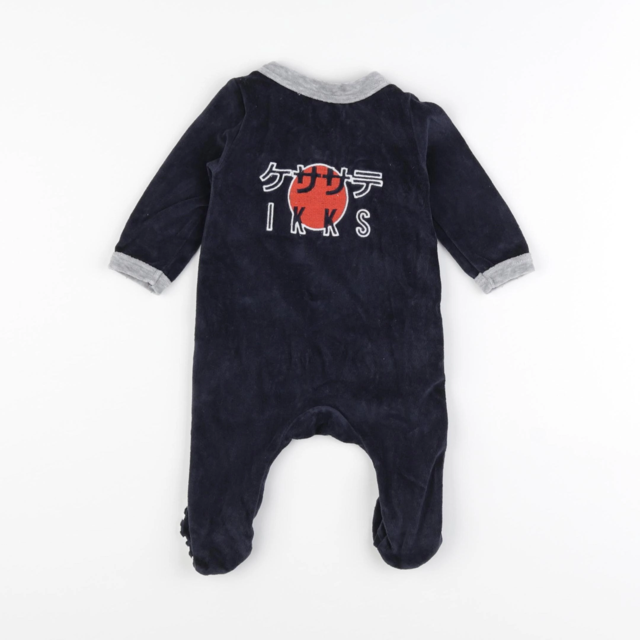 IKKS - pyjama velours bleu, gris - 3 mois