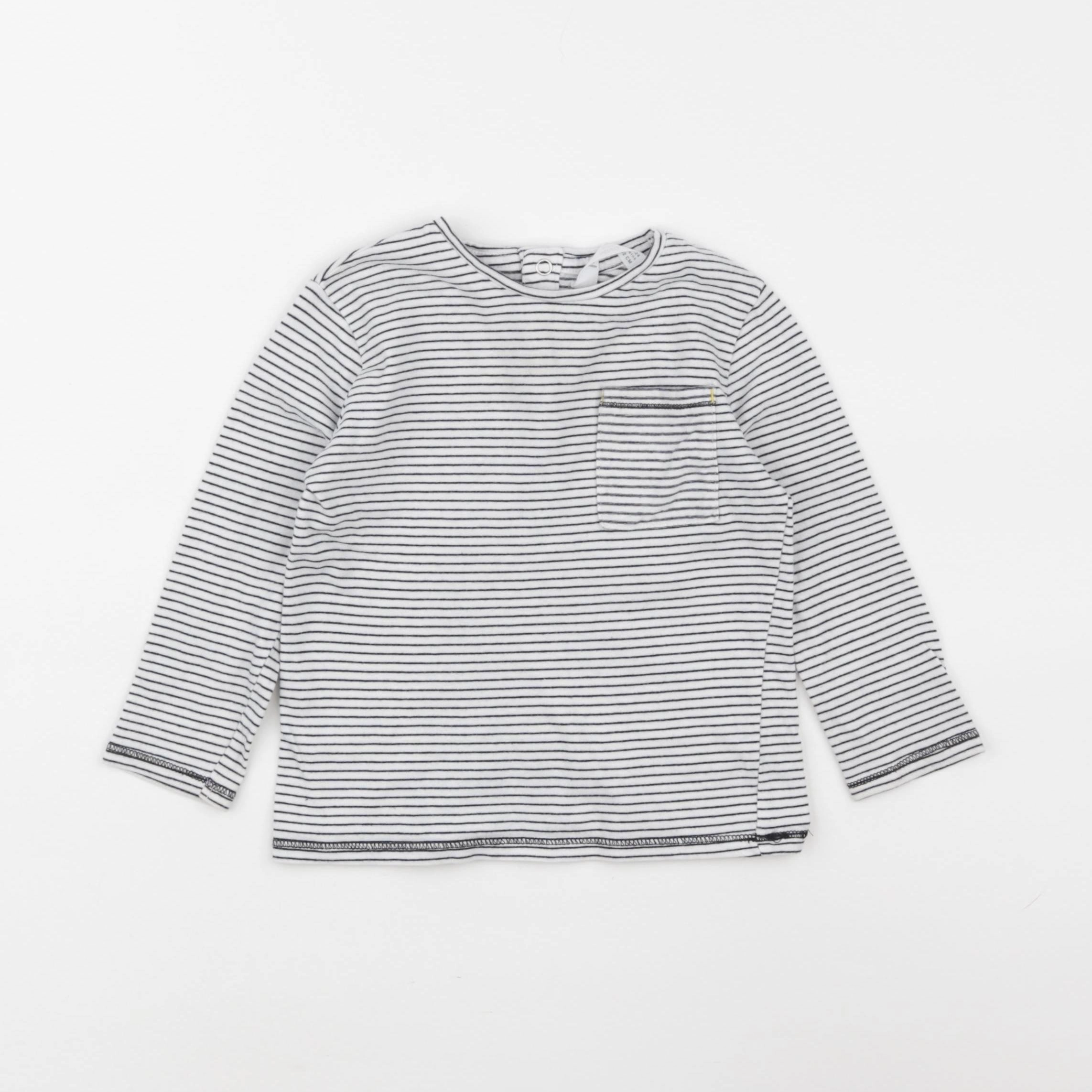 Mango - tee-shirt blanc, bleu - 18/24 mois
