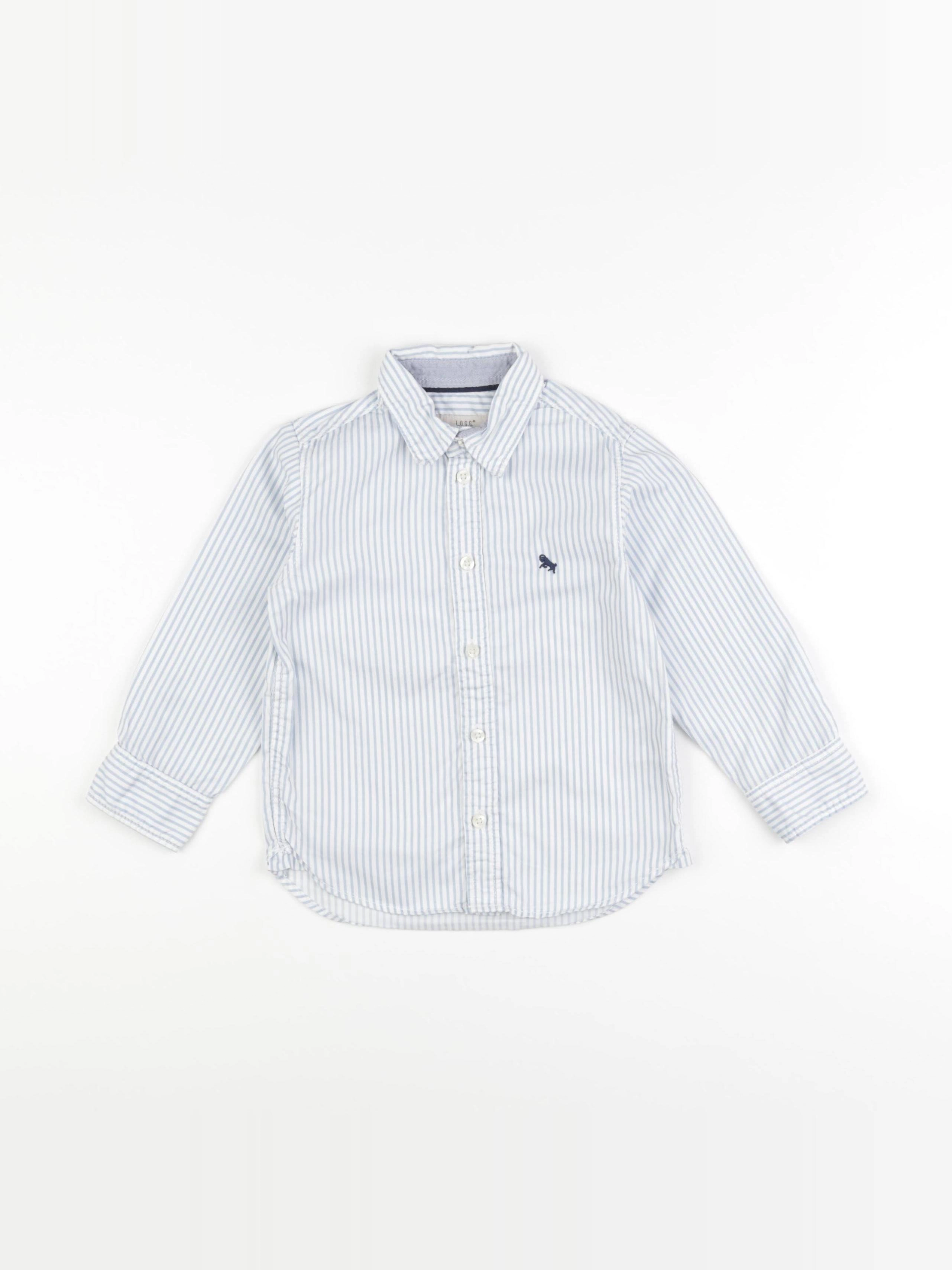 H&M - chemise bleu, blanc - 18/24 mois