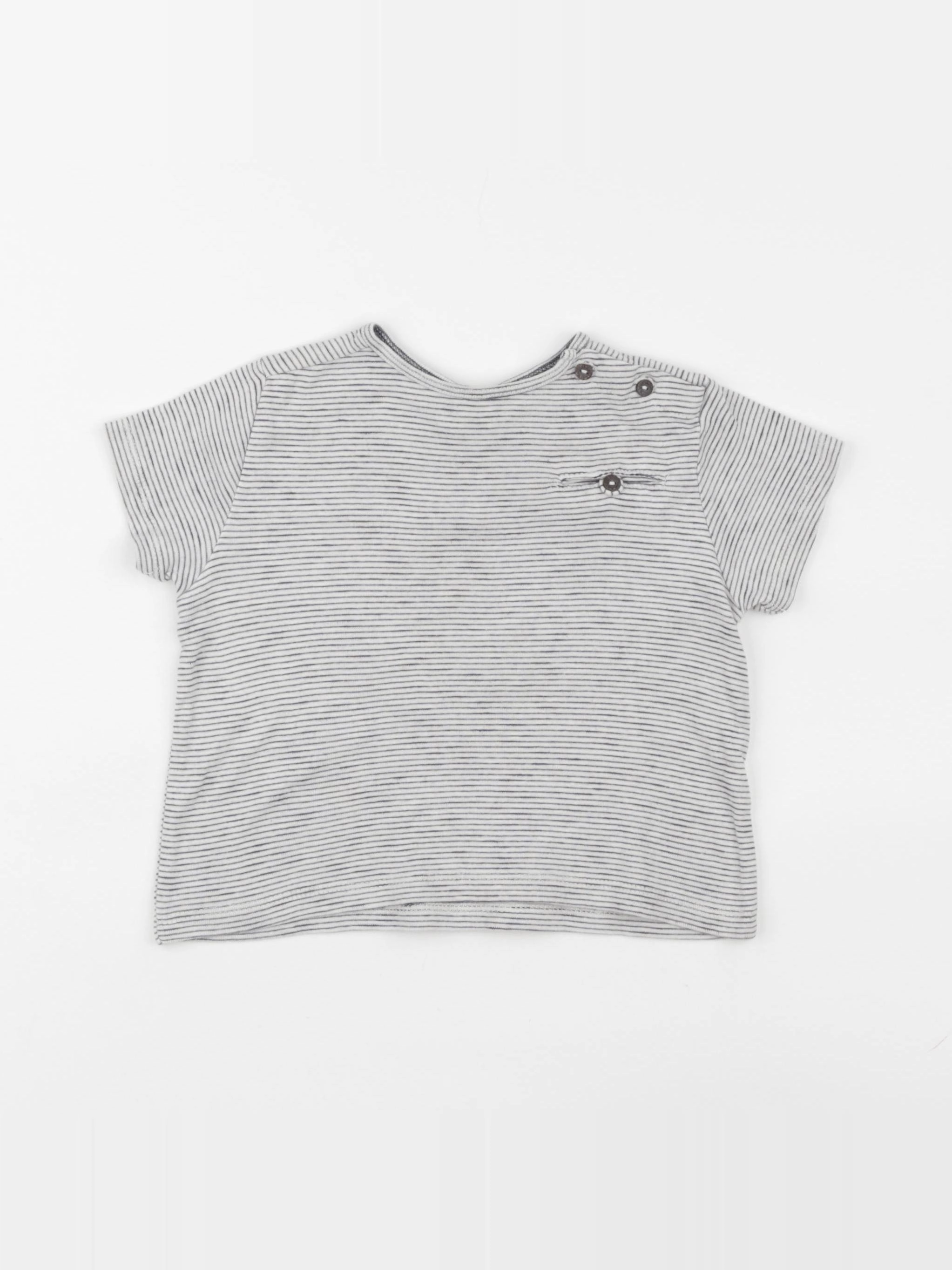 Zara - tee-shirt blanc, bleu - 9/12 mois