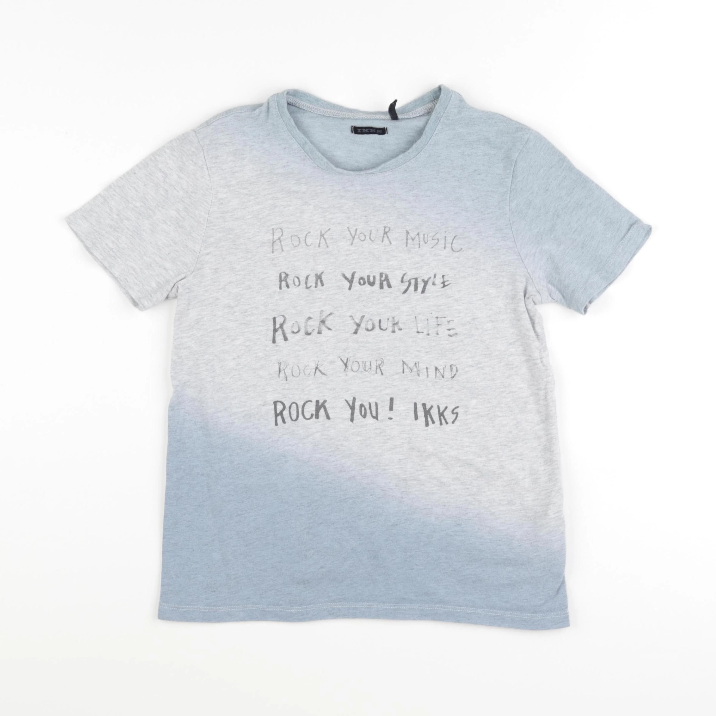 IKKS - tee-shirt bleu, gris - 8 ans