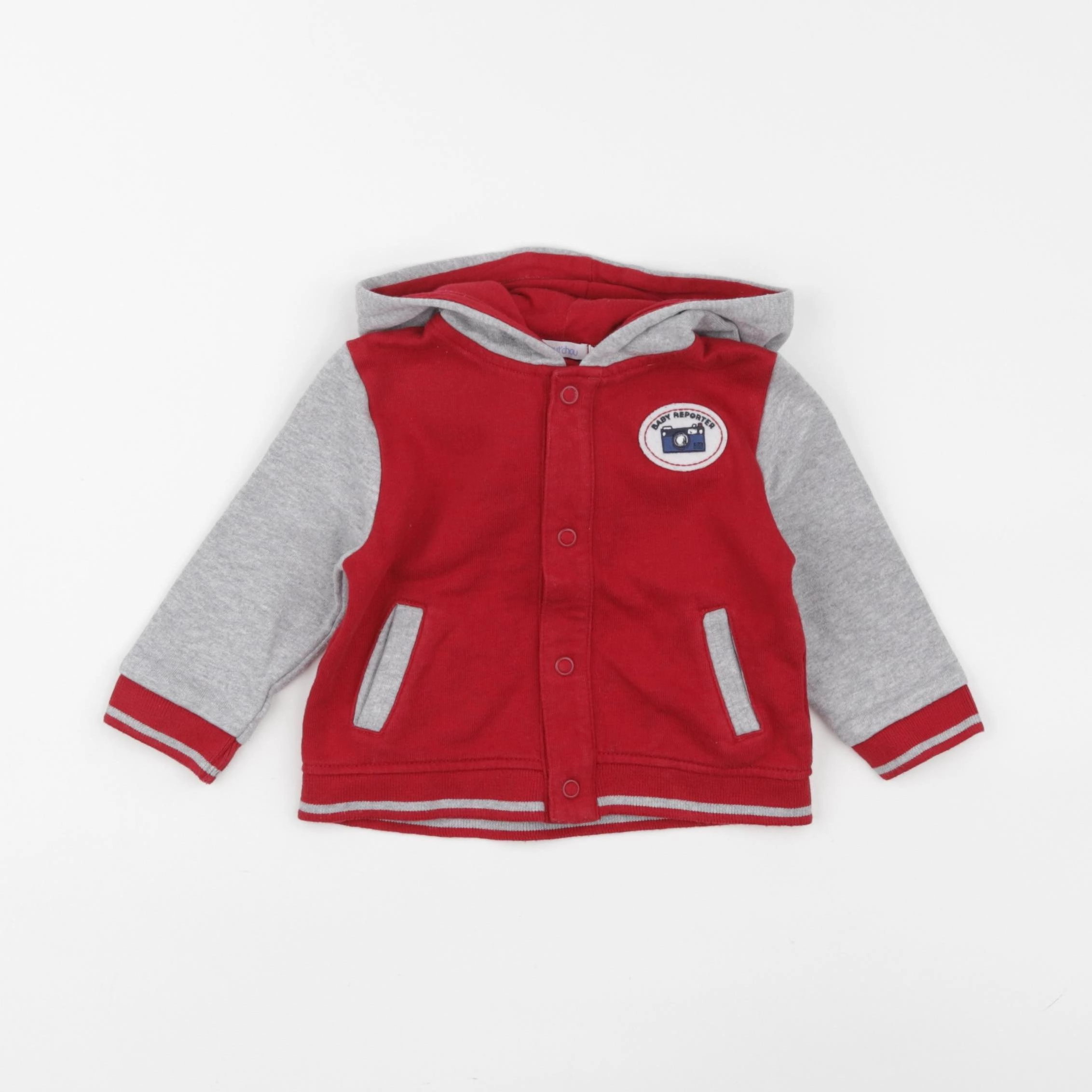 Boutchou - sweat gris, rouge - 9 mois