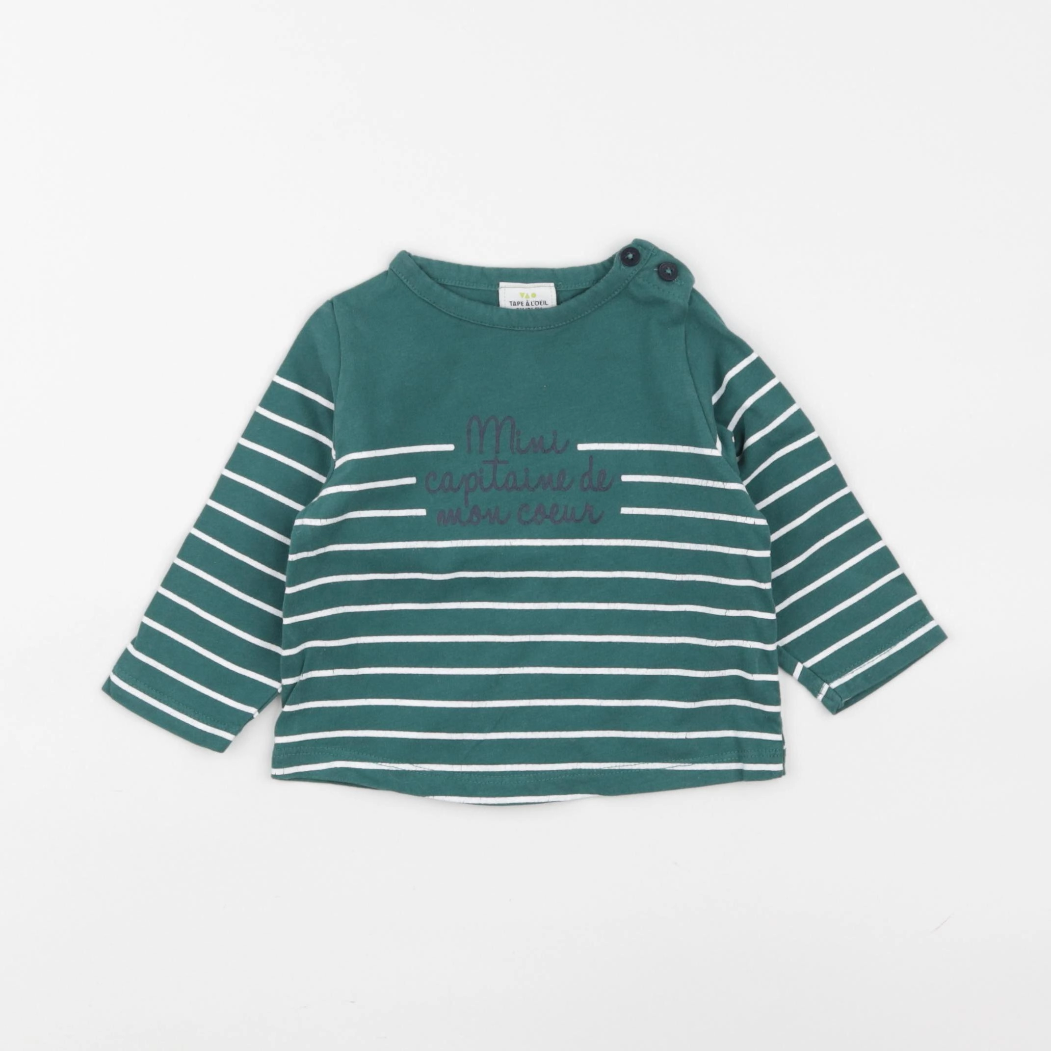 Tape à l'oeil - tee-shirt vert, blanc - 9 mois