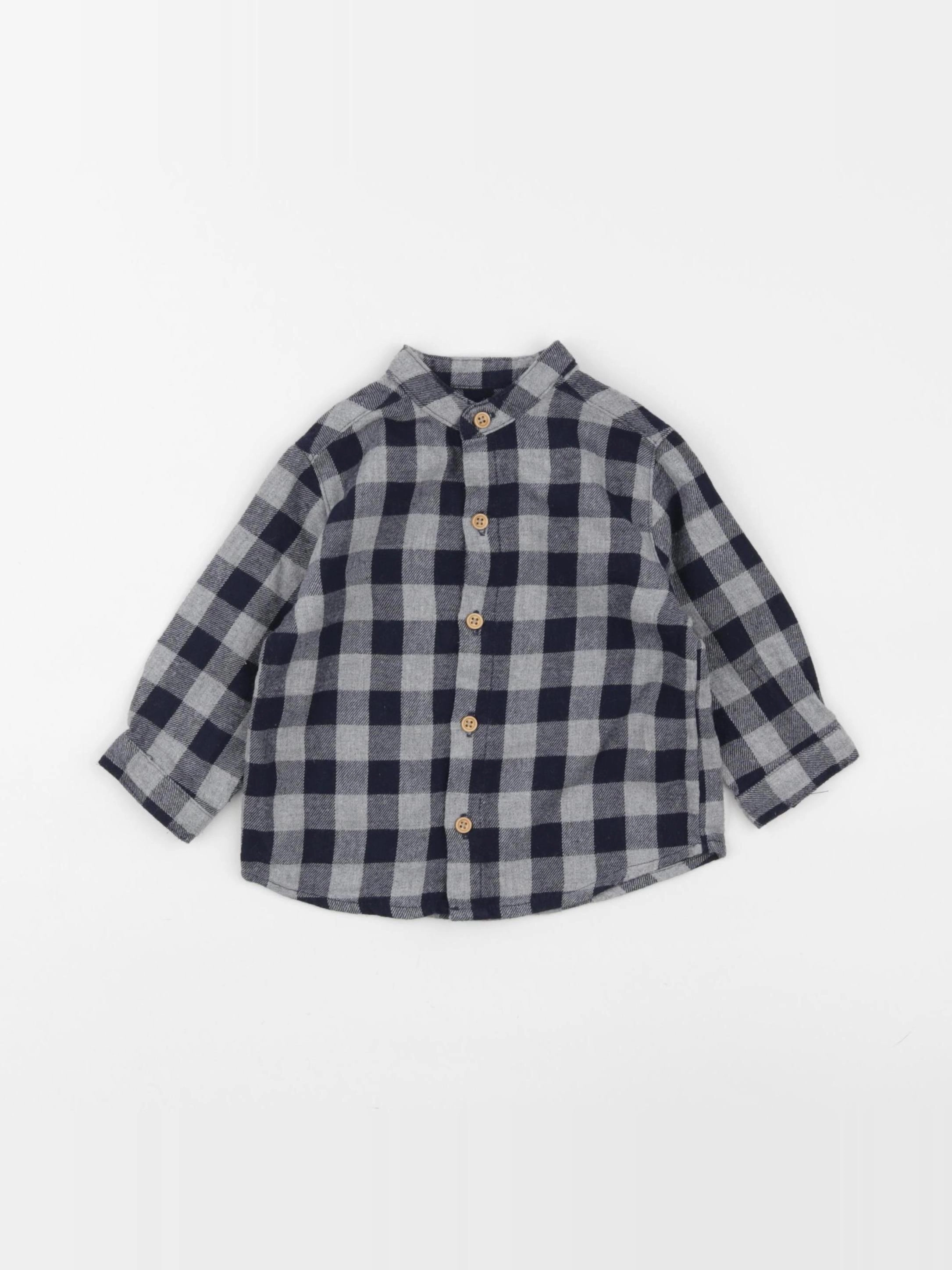 Boutchou - chemise bleu, gris - 6 mois