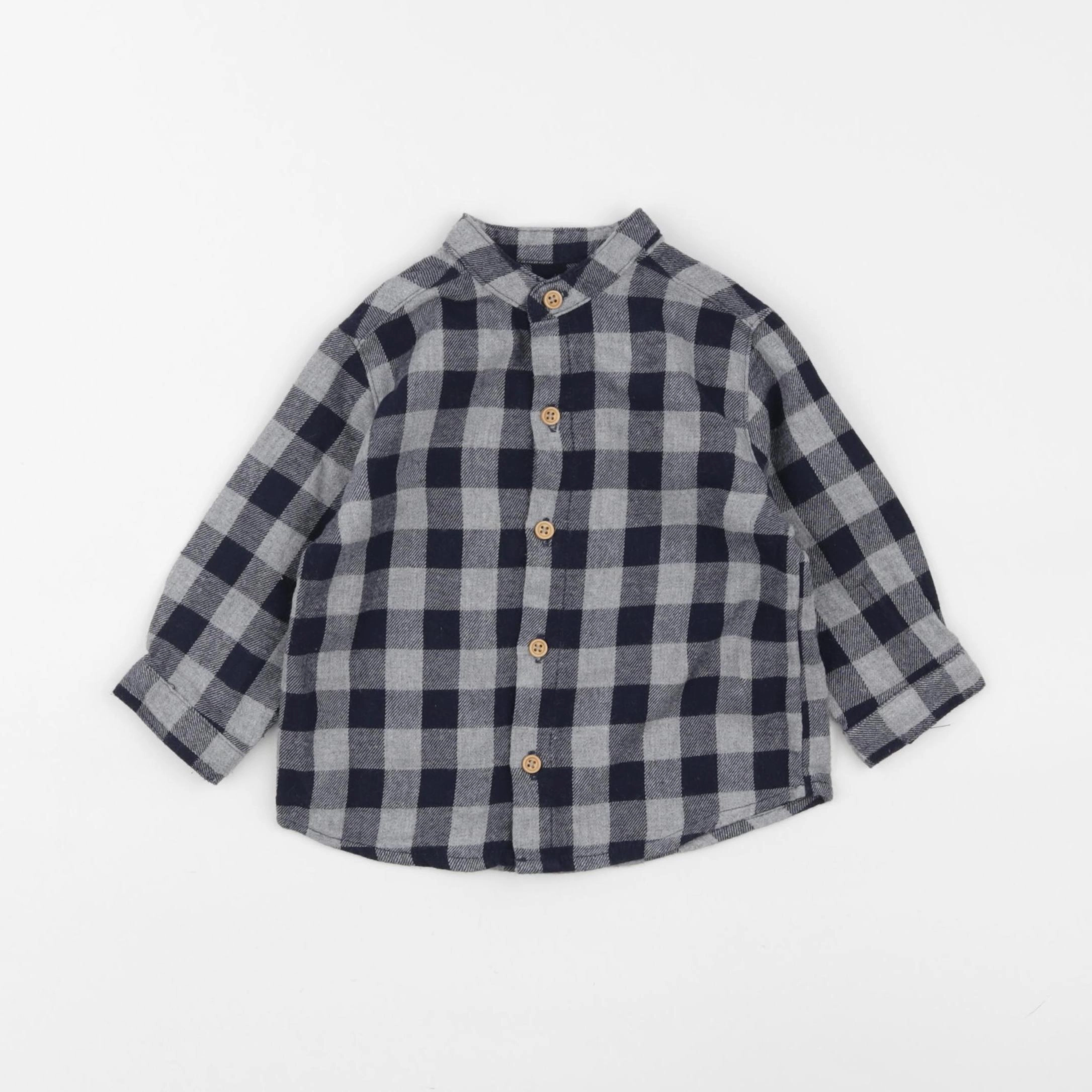 Boutchou - chemise bleu, gris - 6 mois