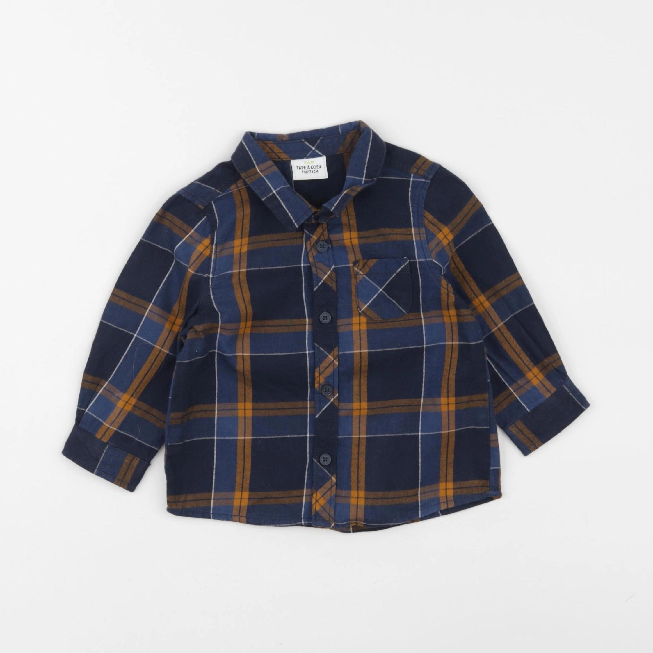 Tape à l'oeil - chemise bleu, marron - 9 mois