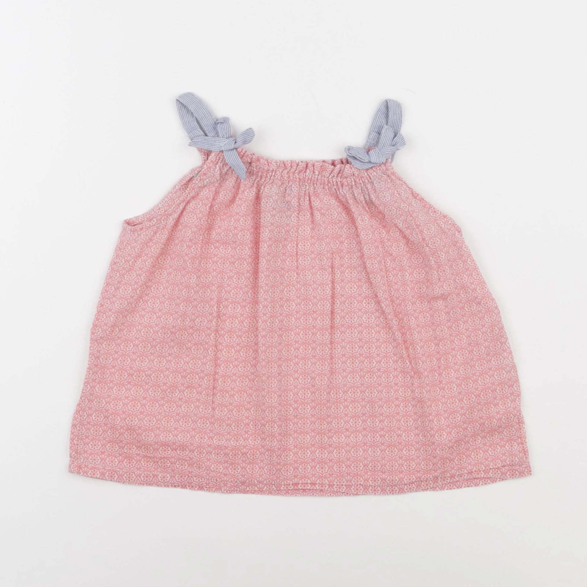 Cyrillus - blouse rouge, blanc - 4 ans