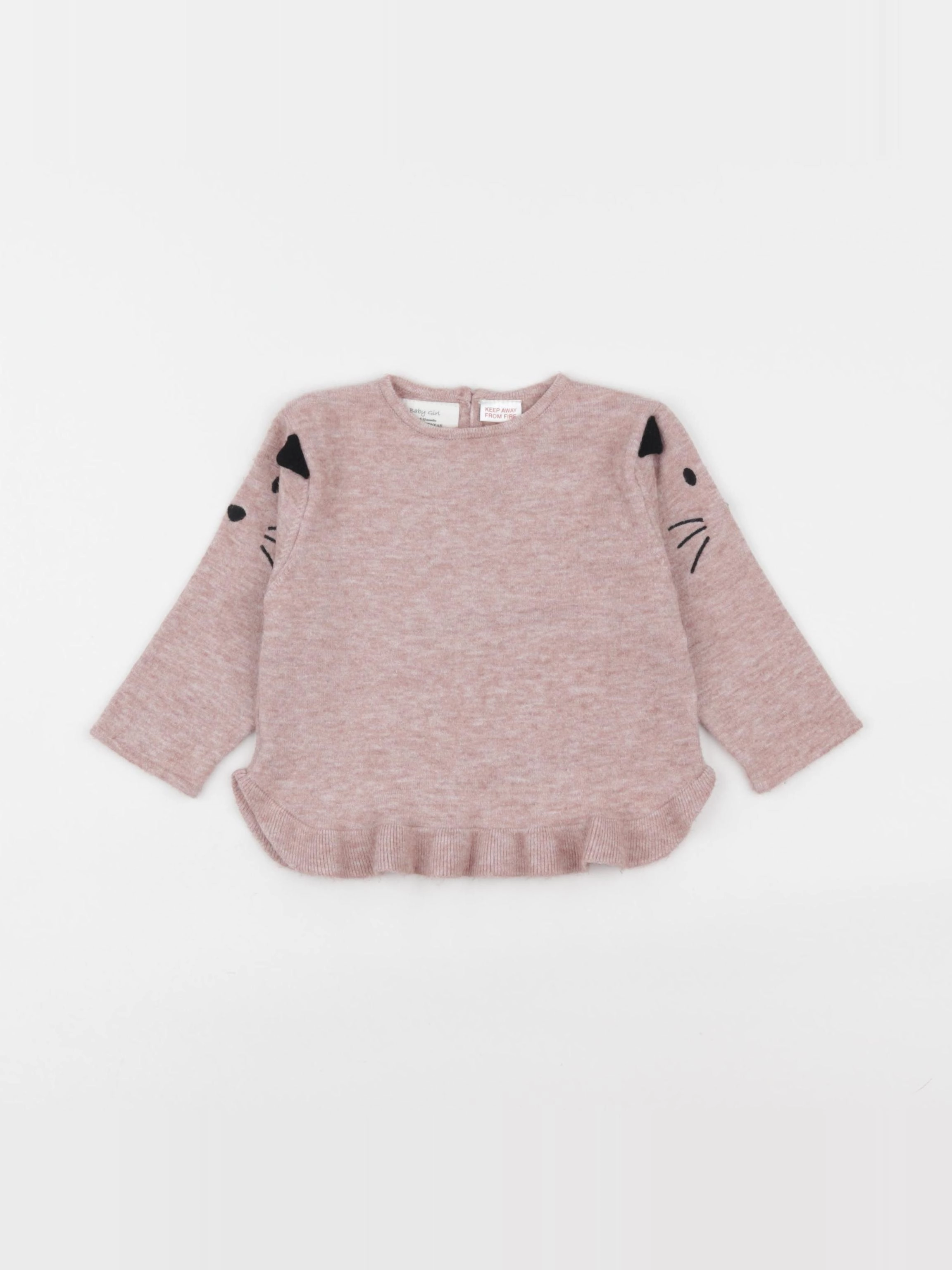 Zara - pull rose - 9/12 mois