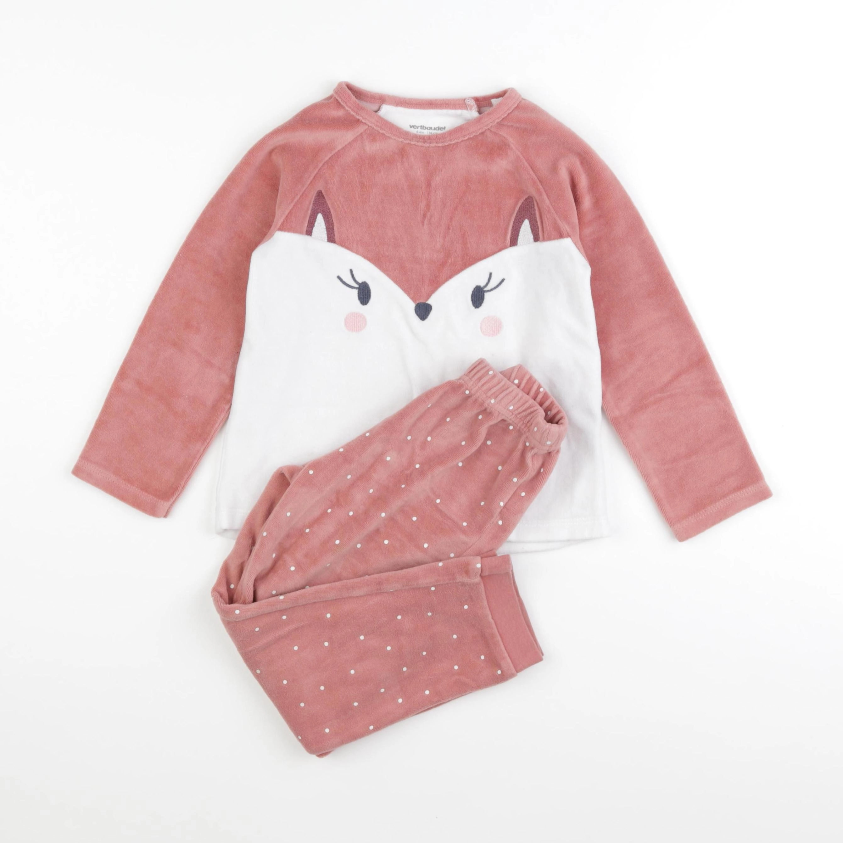 Vertbaudet - pyjama velours rose - 6 ans