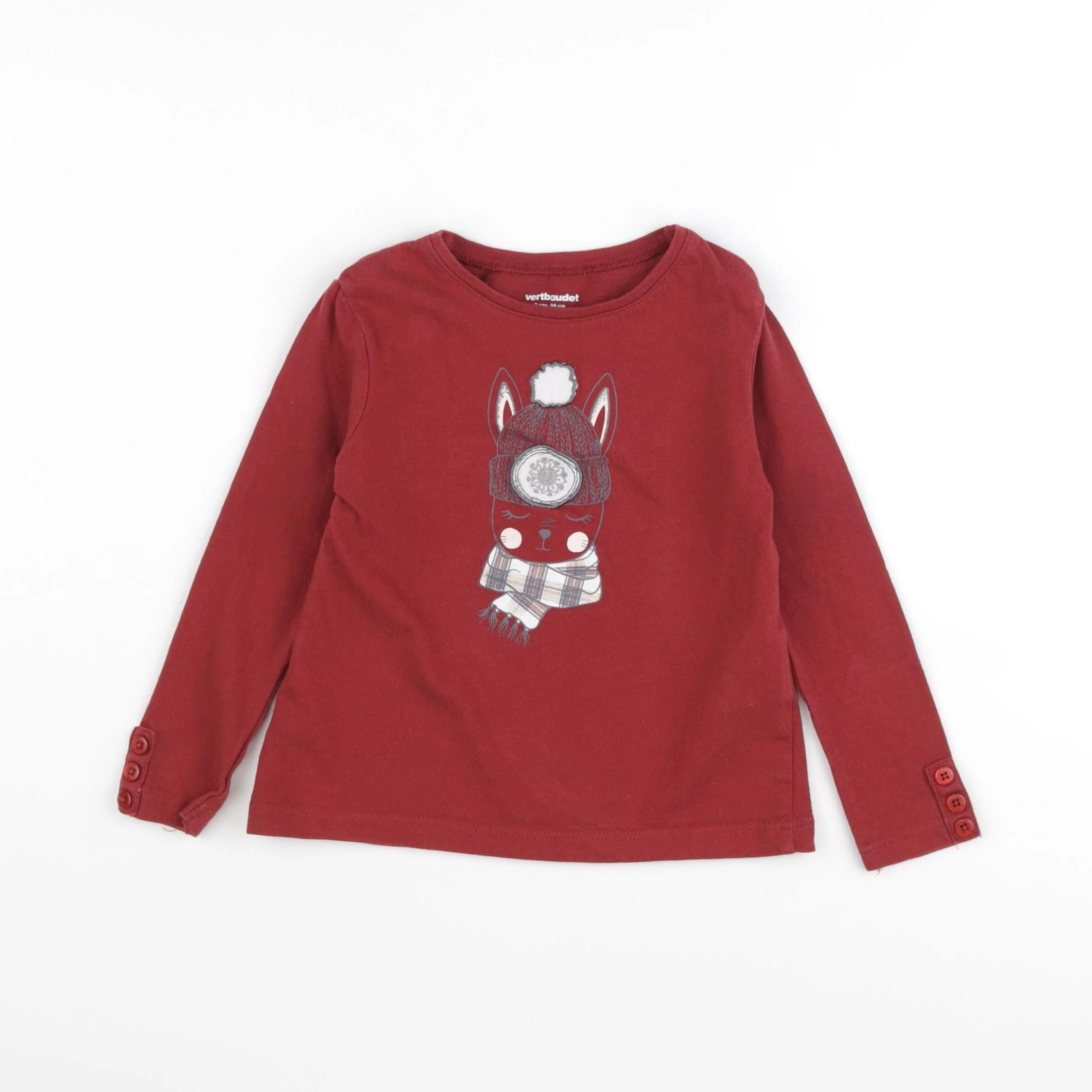 Vertbaudet - tee-shirt rouge - 3 ans