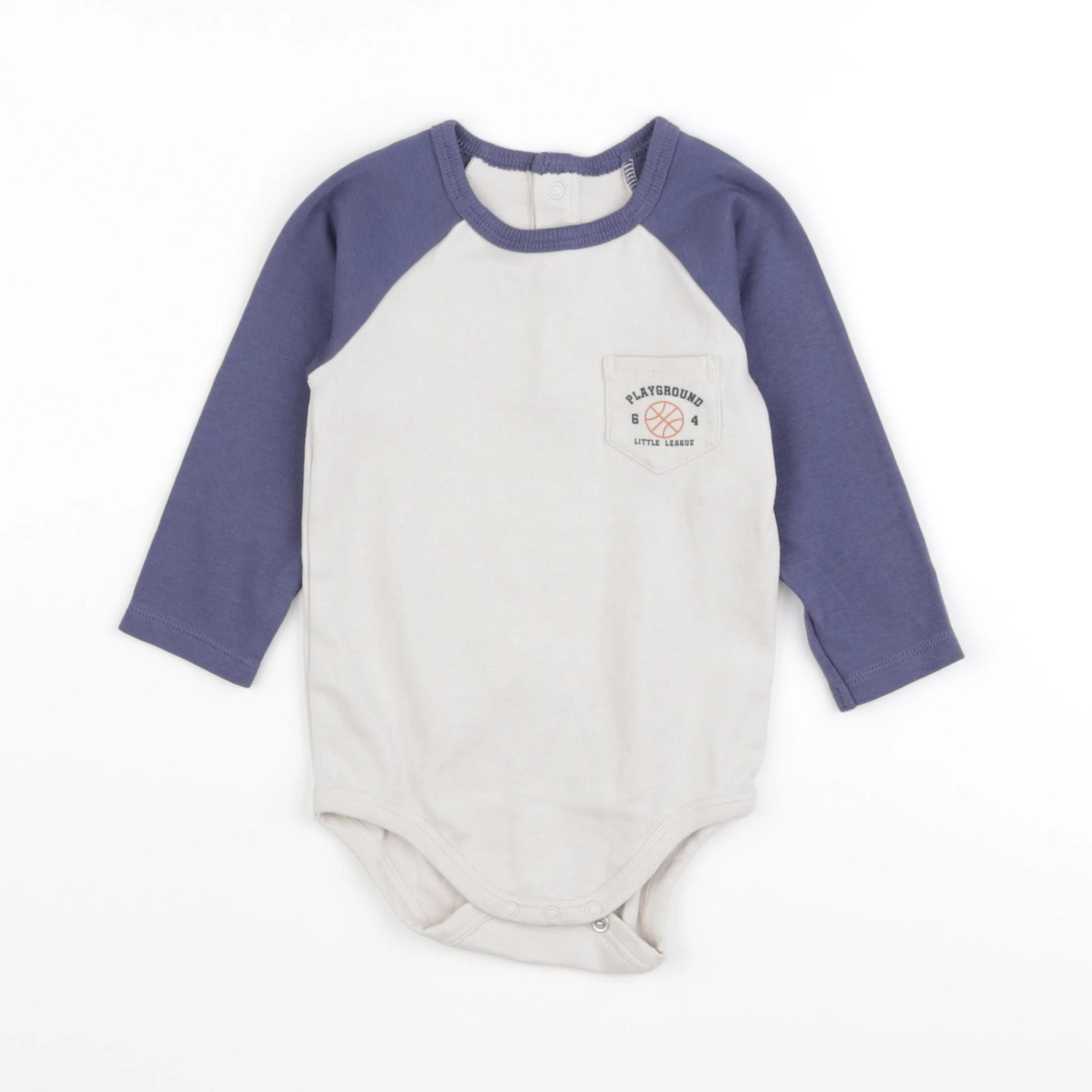 Vertbaudet - body bleu, beige - 2 ans