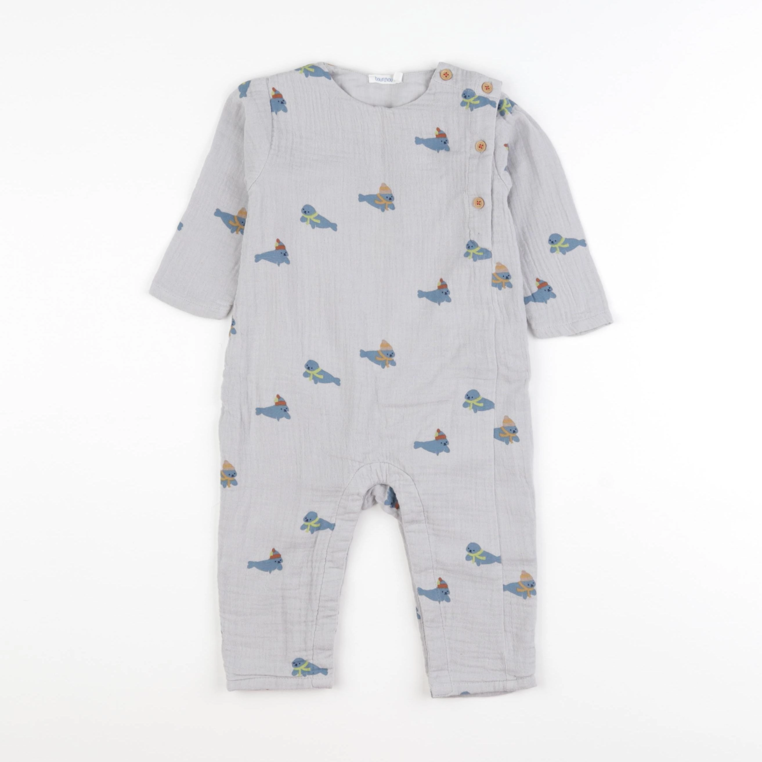 Boutchou - combinaison gris, bleu - 12 mois