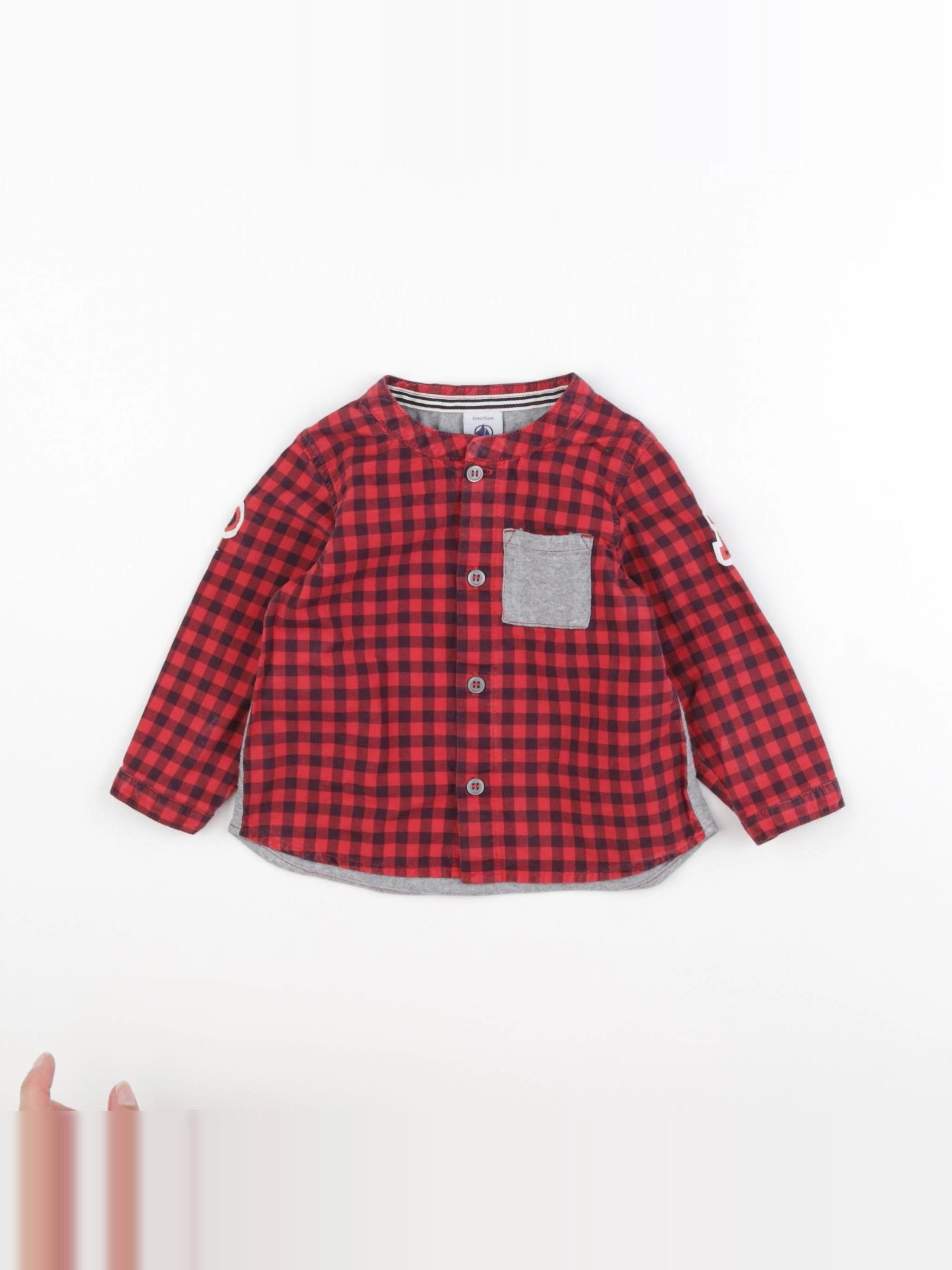 Petit Bateau - chemise rouge - 12 mois