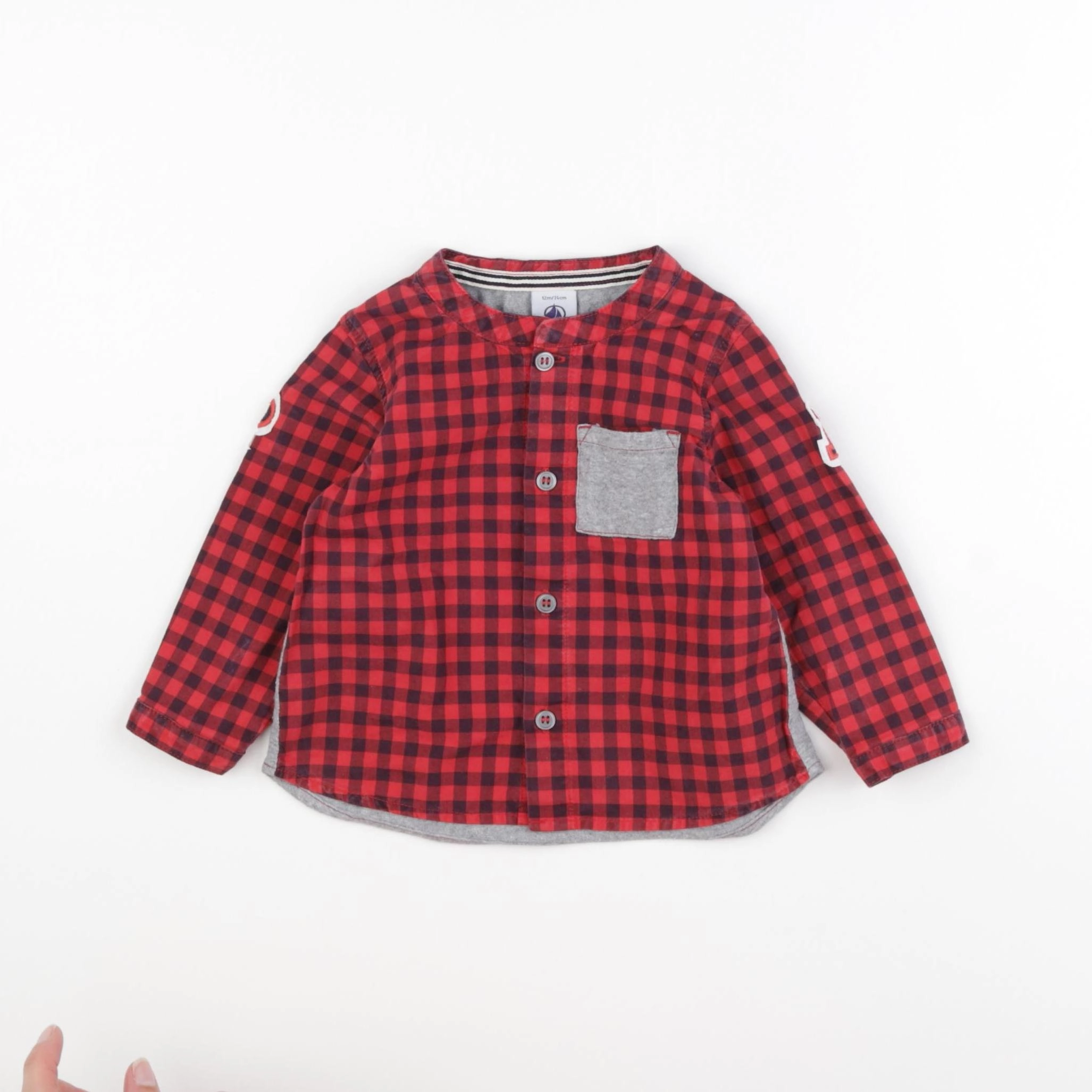 Petit Bateau - chemise rouge - 12 mois